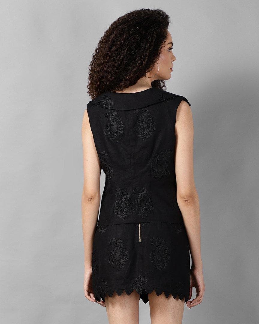 Embroidered Blazer Cut Top