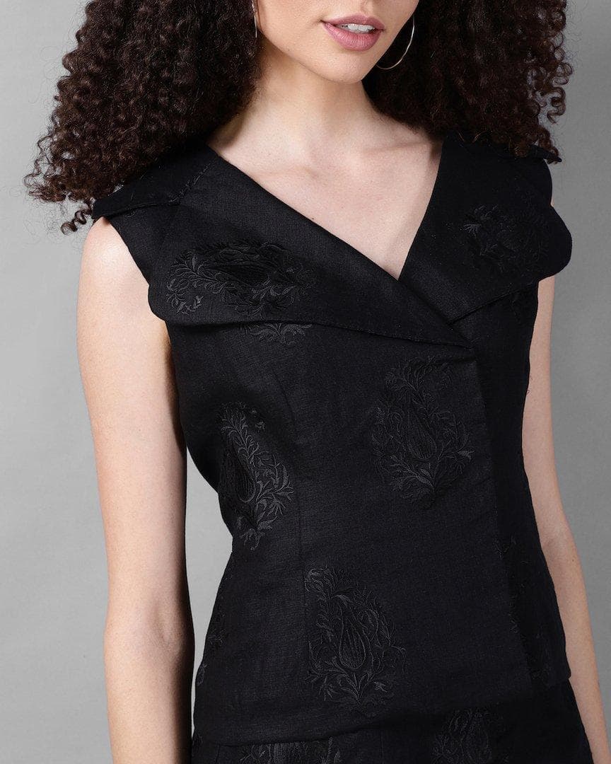 Embroidered Blazer Cut Top