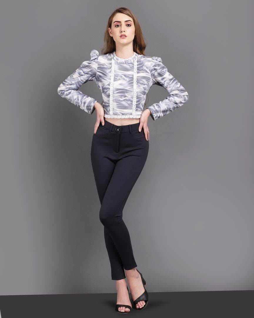 Printed Top With Lace Detail