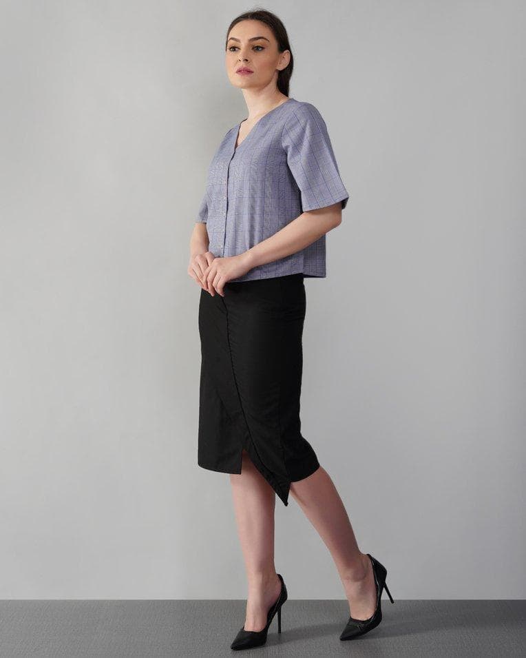 Button Front Plaid Top