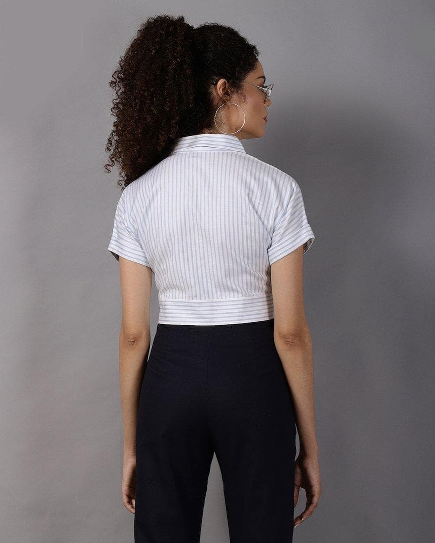 Cropped Stripped Button Down Shirt