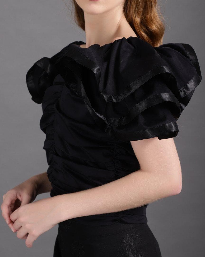 Black Ruffle Top