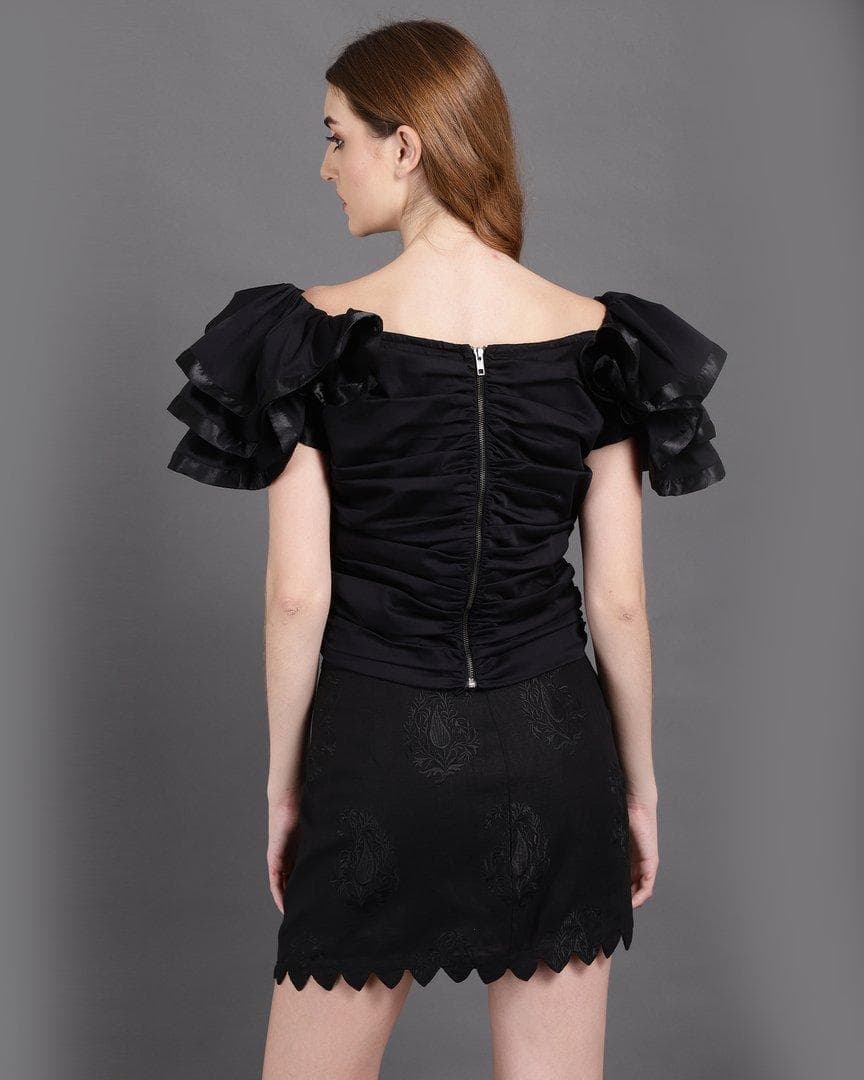 Black Ruffle Top