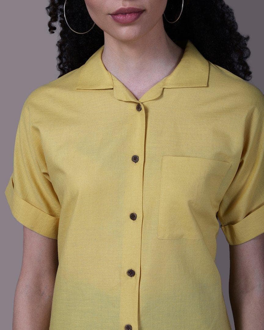Cotton Linen Mustard Shirt