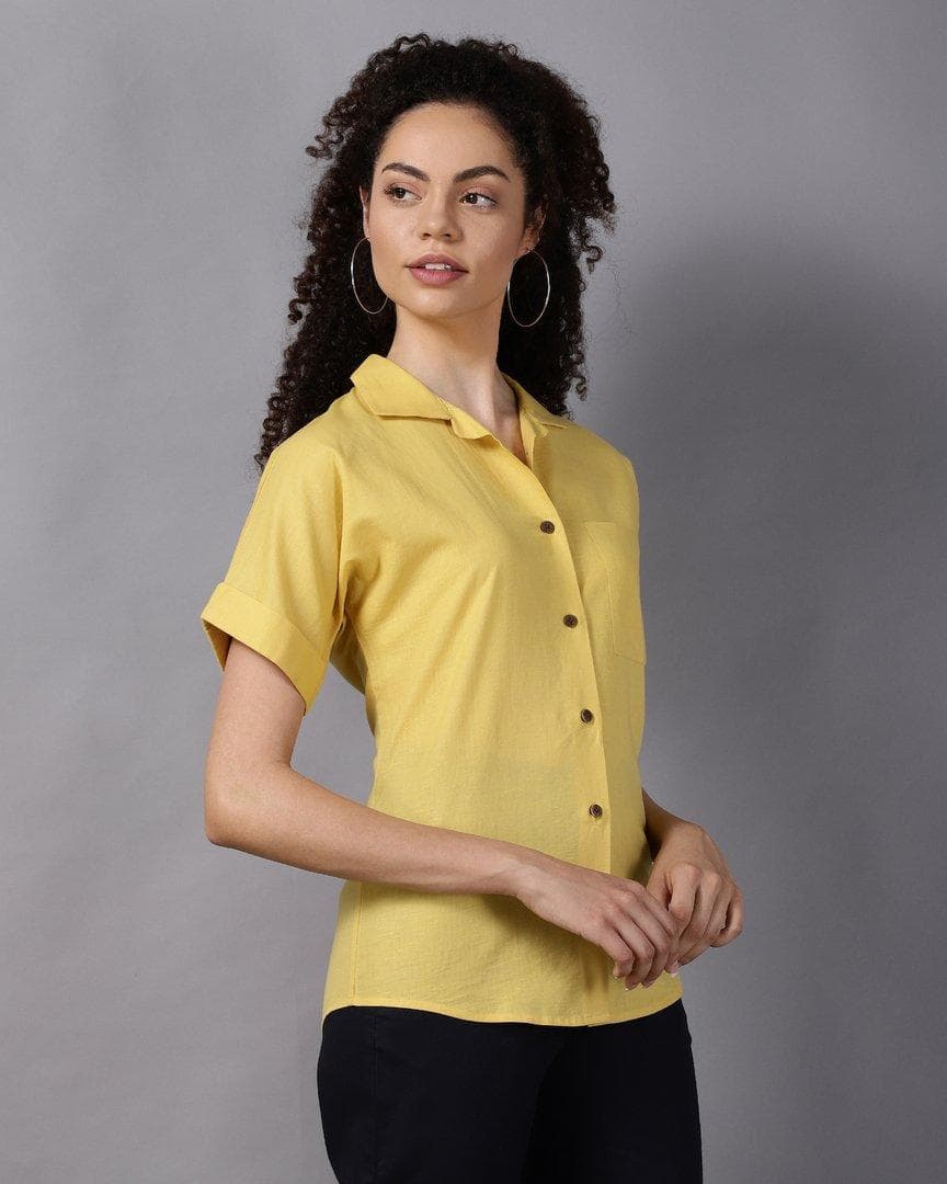Cotton Linen Mustard Shirt