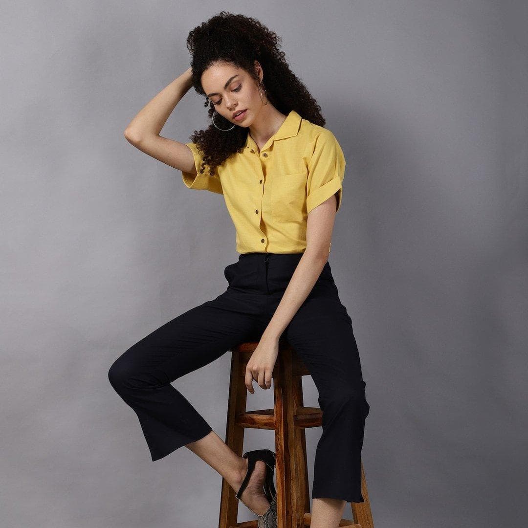 Cotton Linen Mustard Shirt