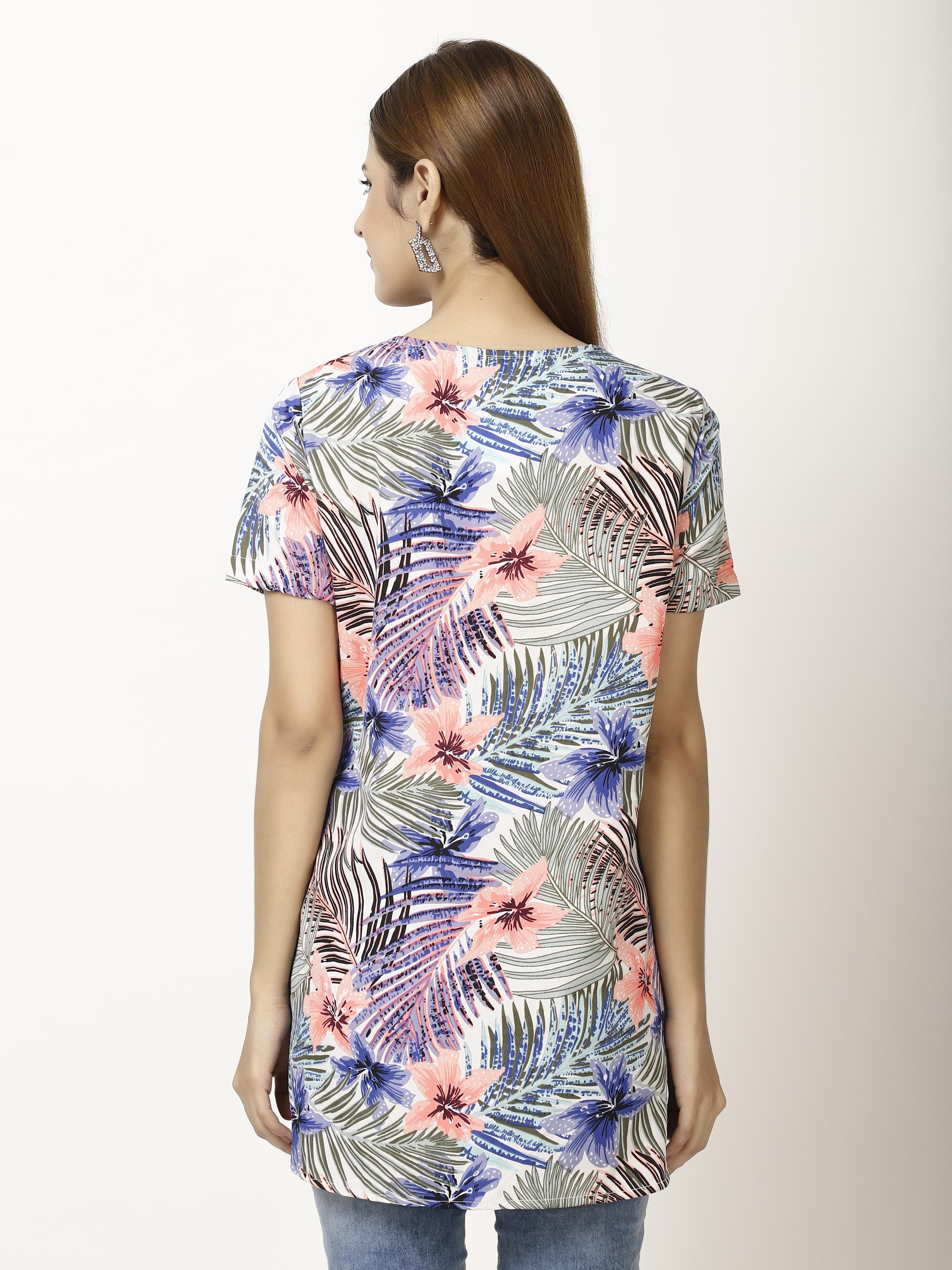 Printed Womens Tops with front Zip