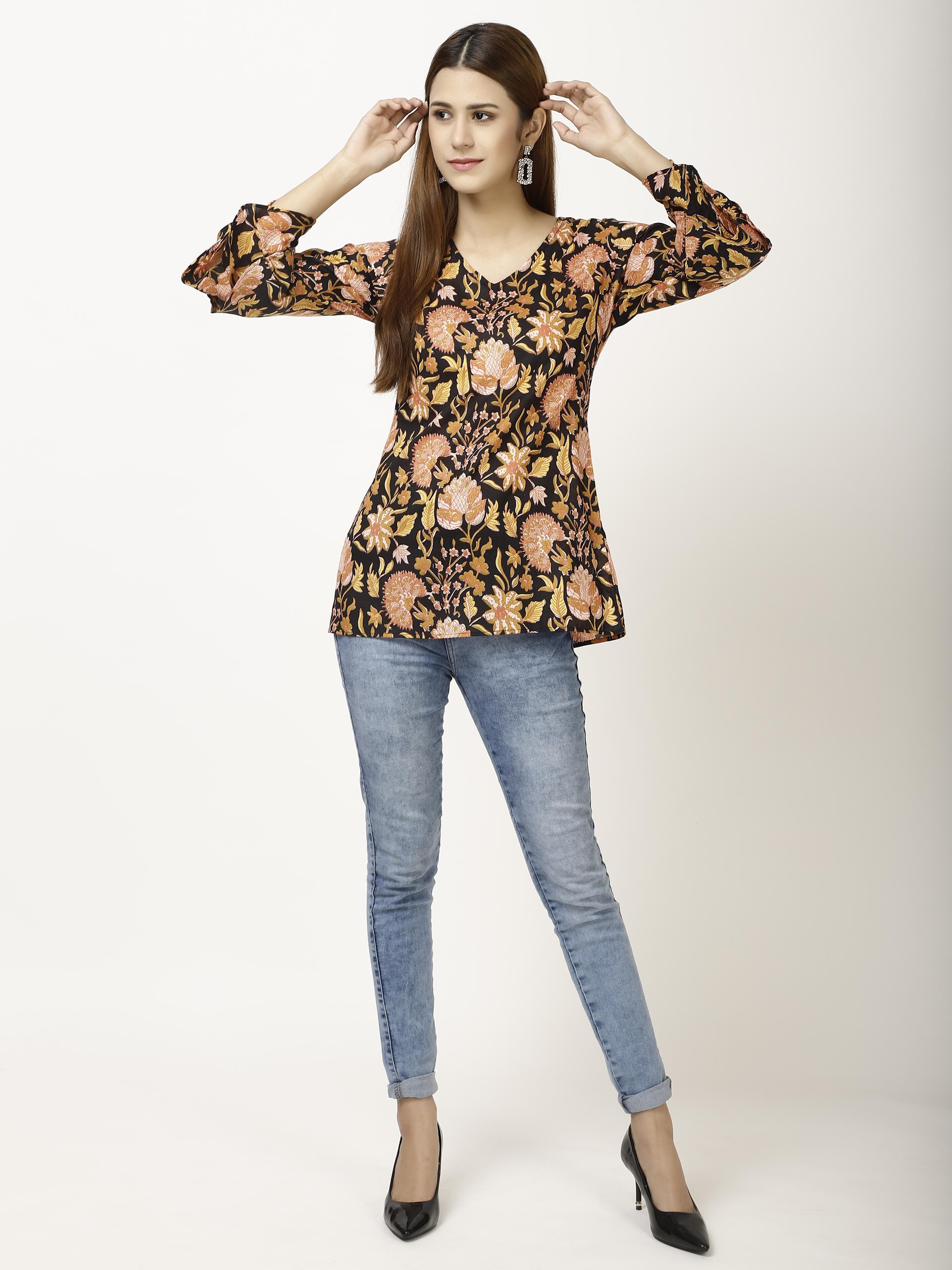 Falred sleeve Womens Tops