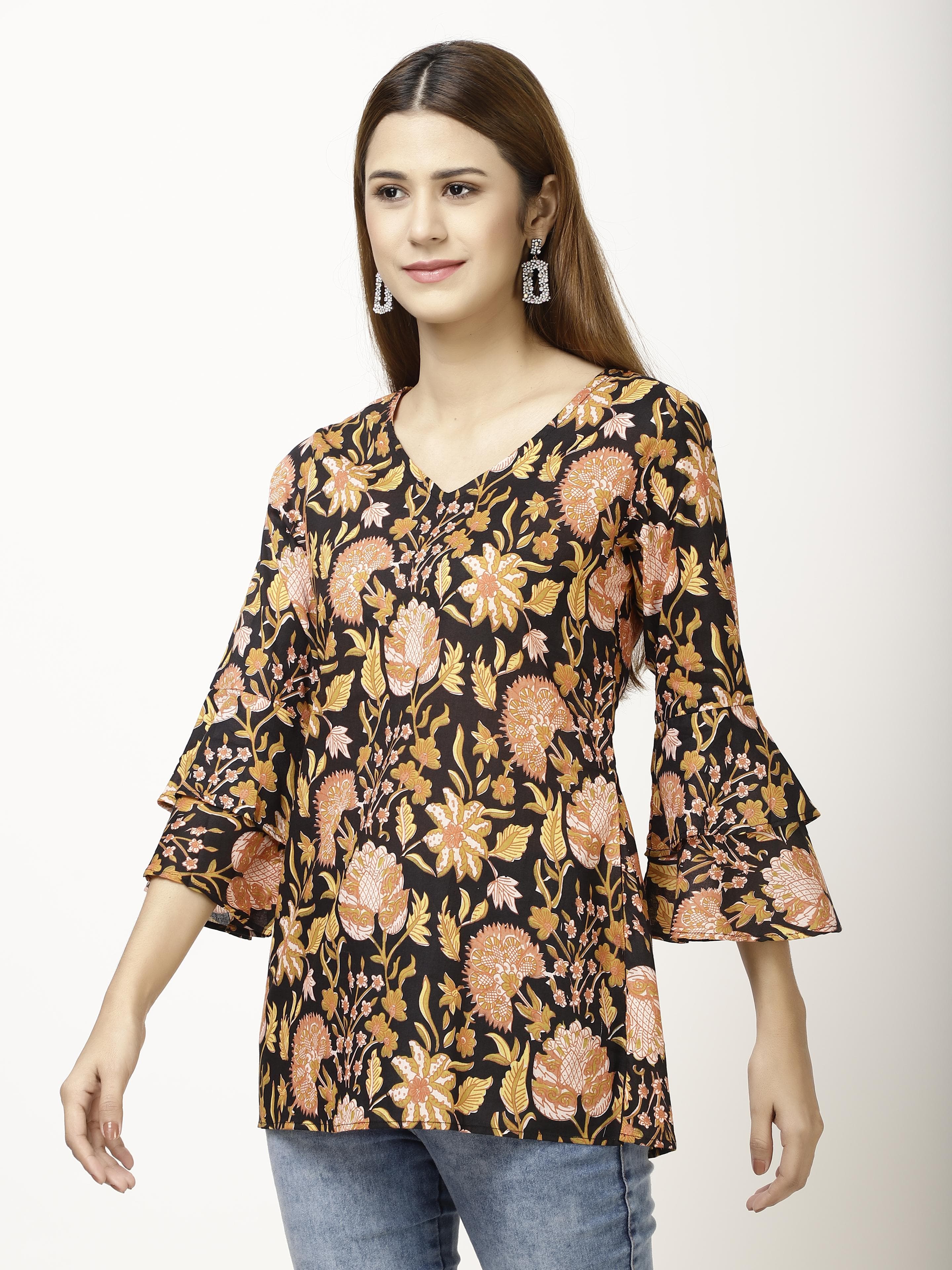 Falred sleeve Womens Tops