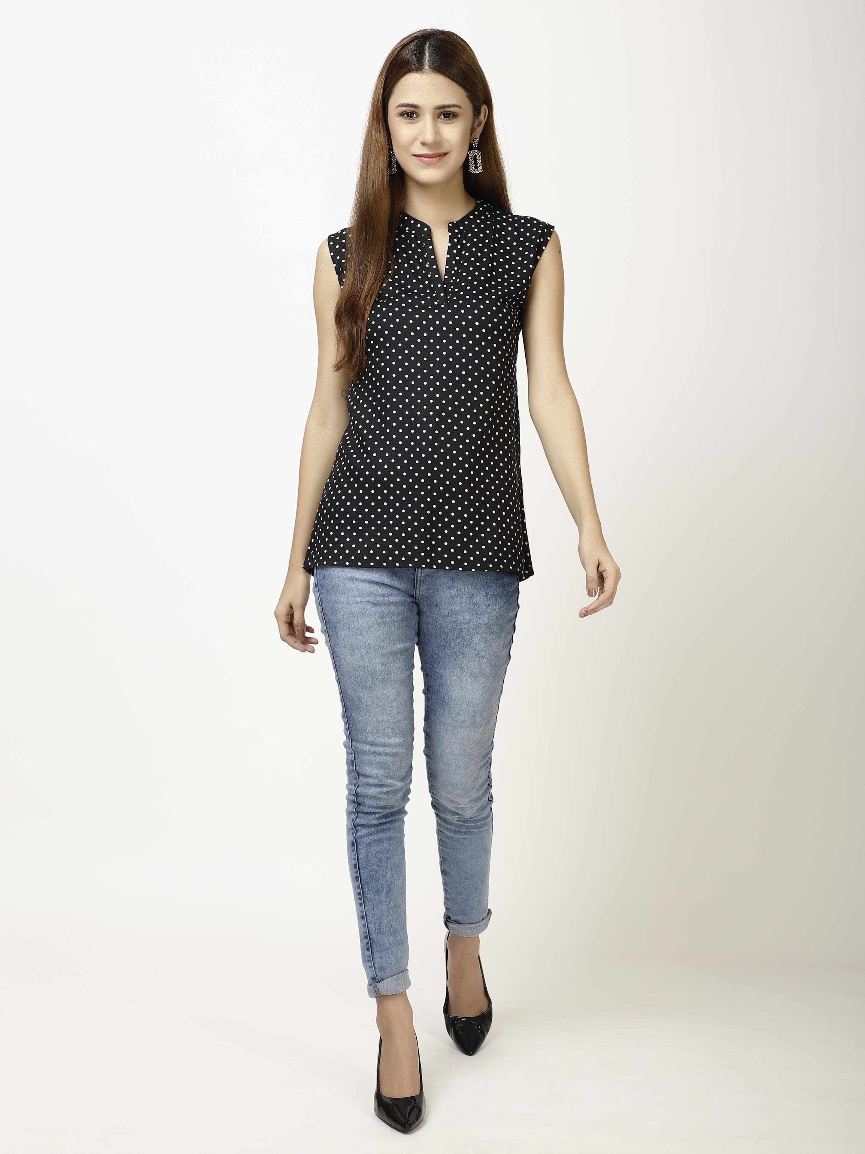 Sleeveless printed Womens Tops