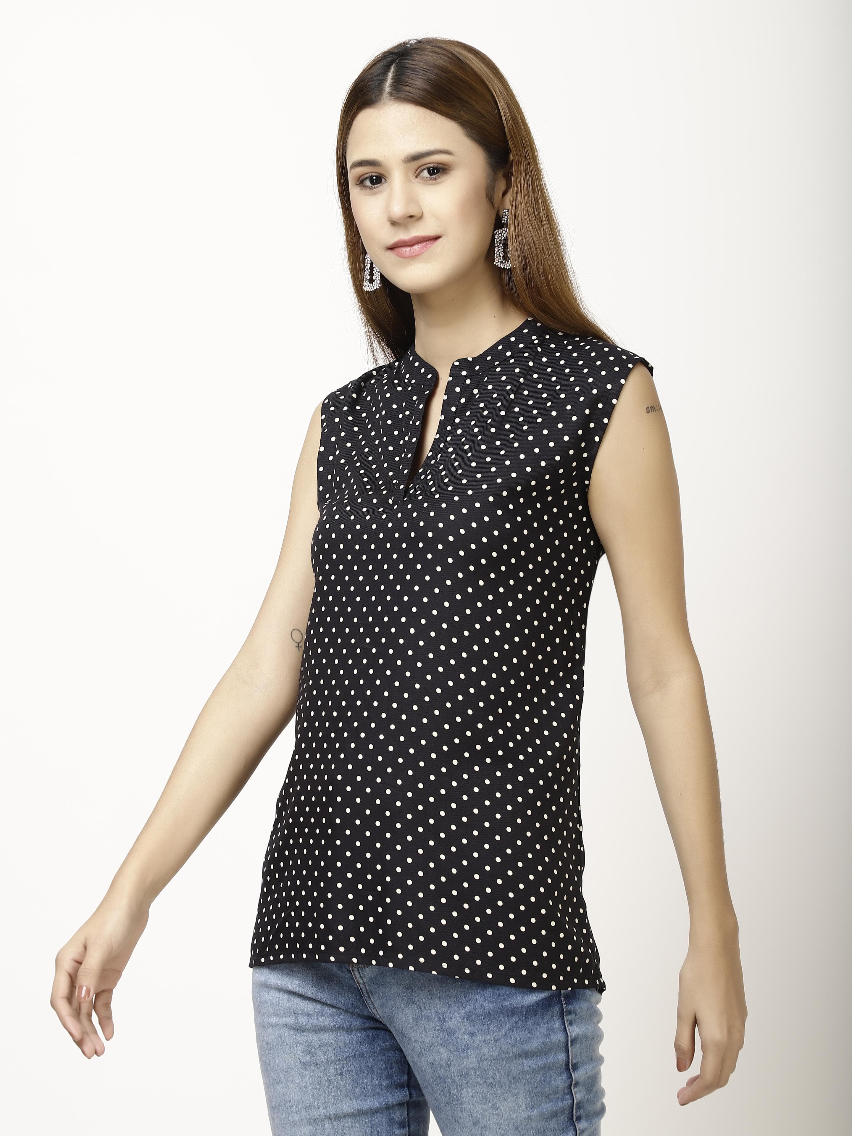 Sleeveless printed Womens Tops