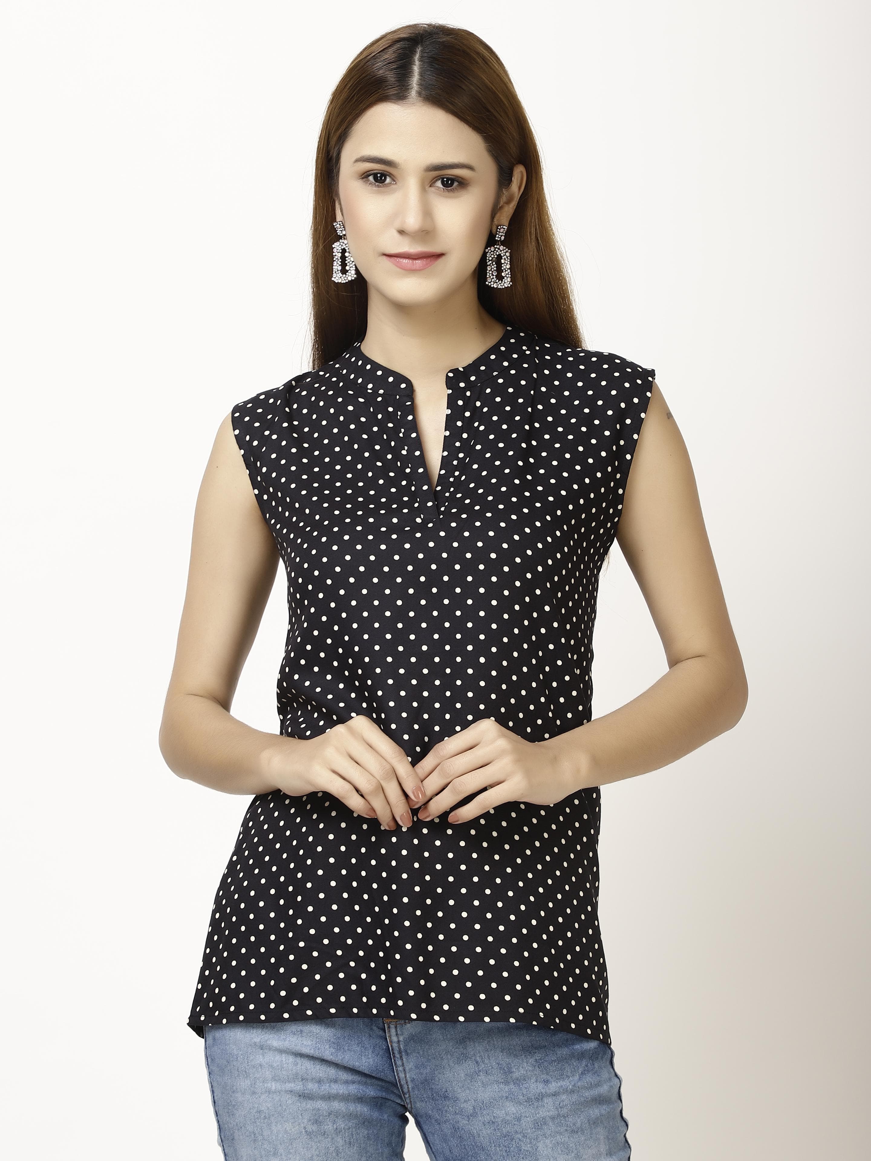 Sleeveless printed Womens Tops