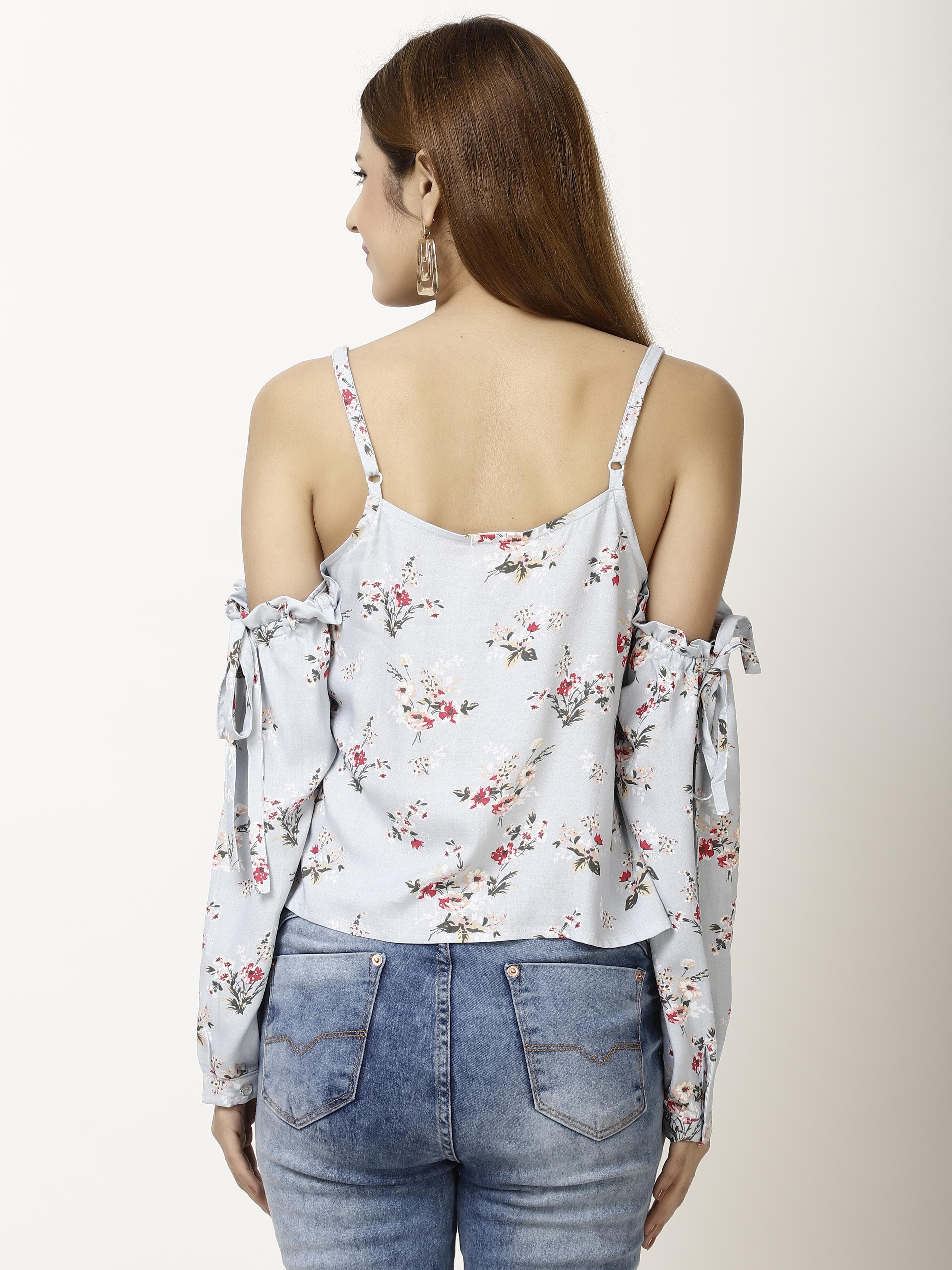 Printed Shoulder cut Womens Tops