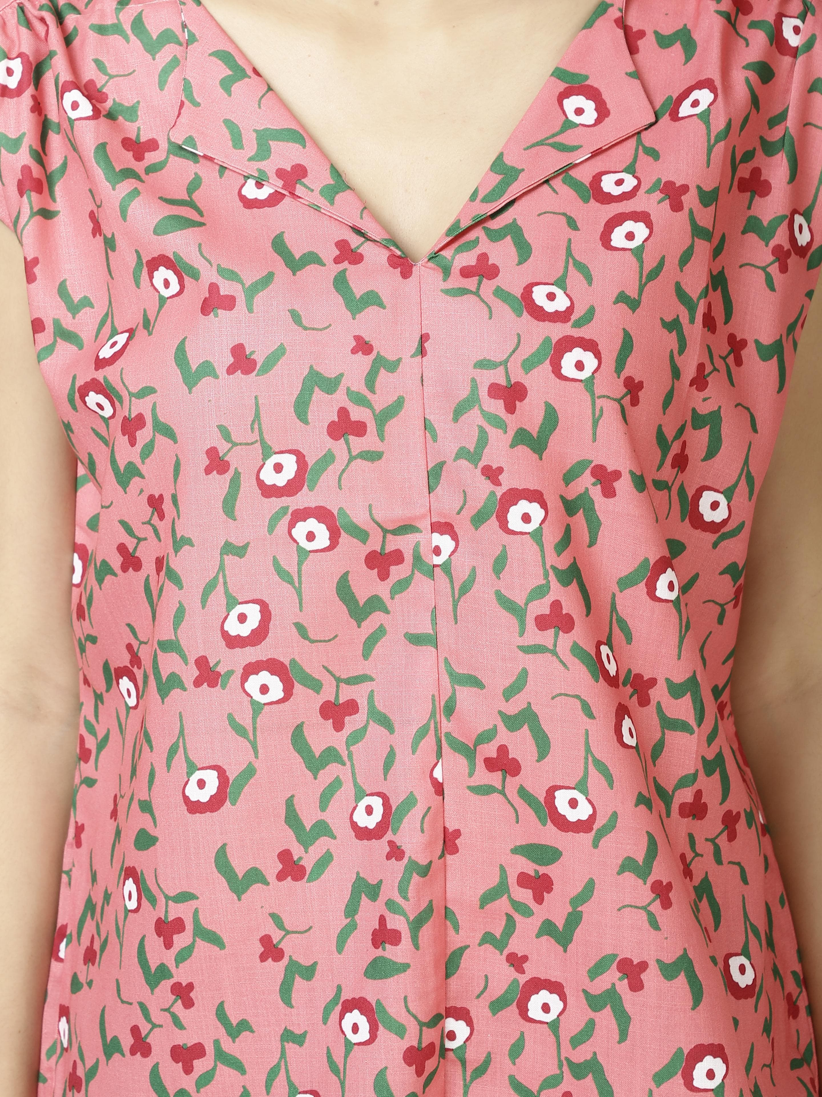 Printed half sleeve collar Womens Tops