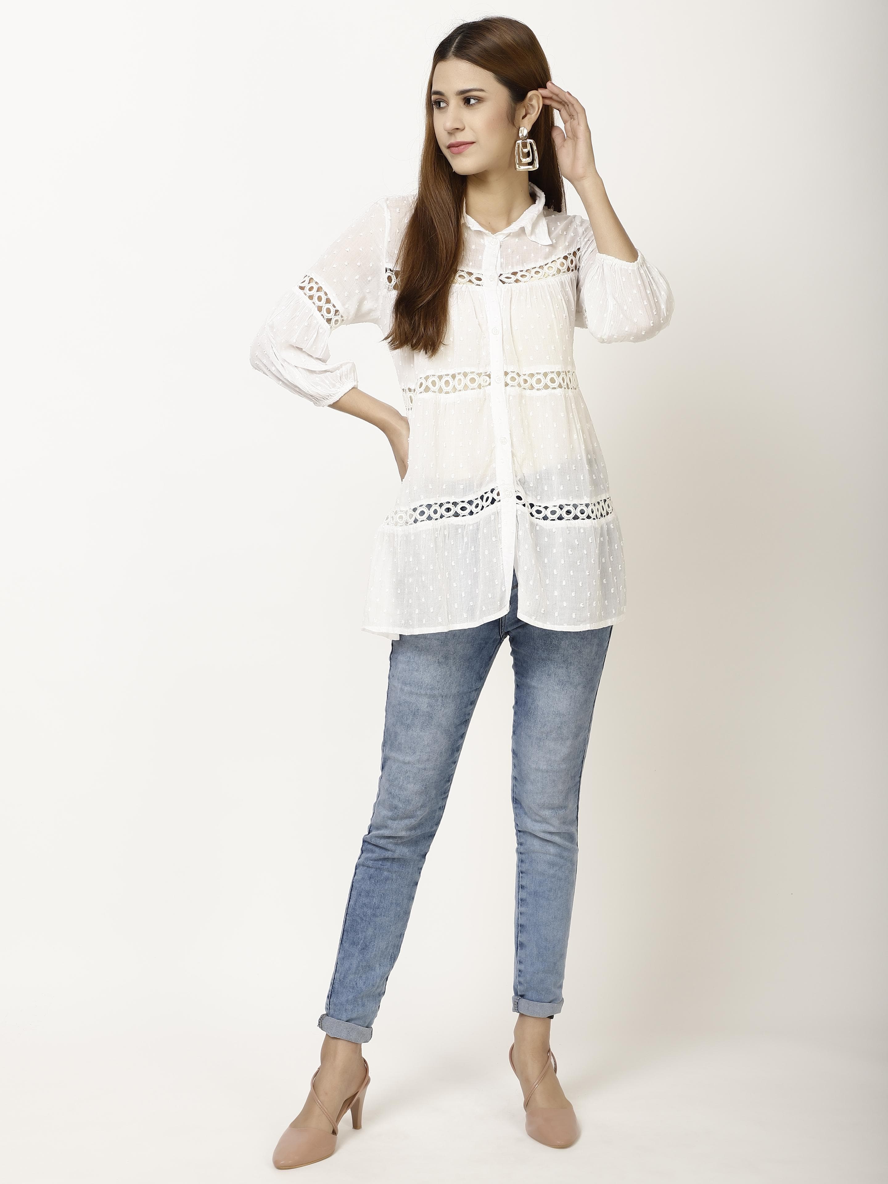 Dobby full sleeve Womens Tops