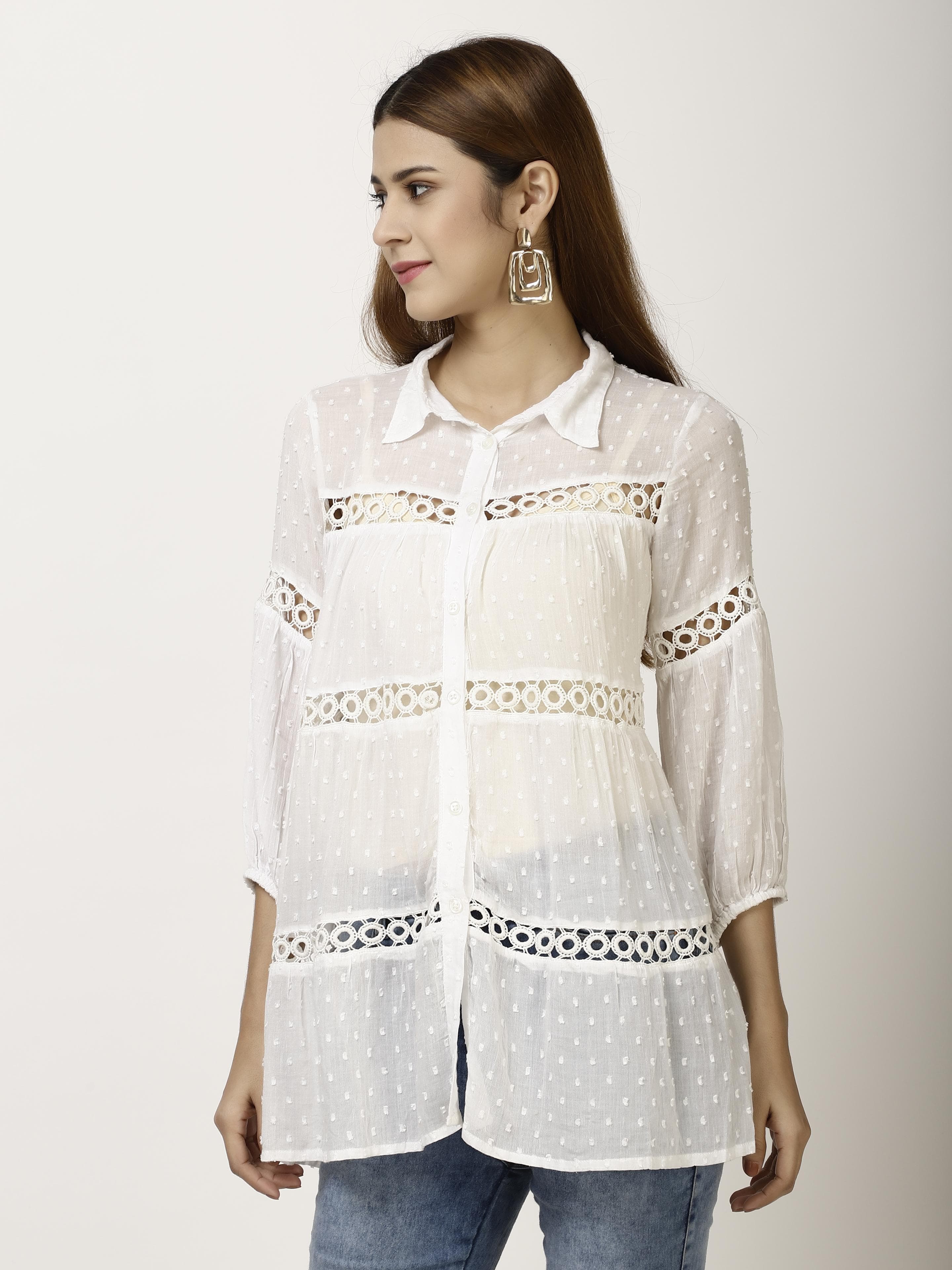 Dobby full sleeve Womens Tops