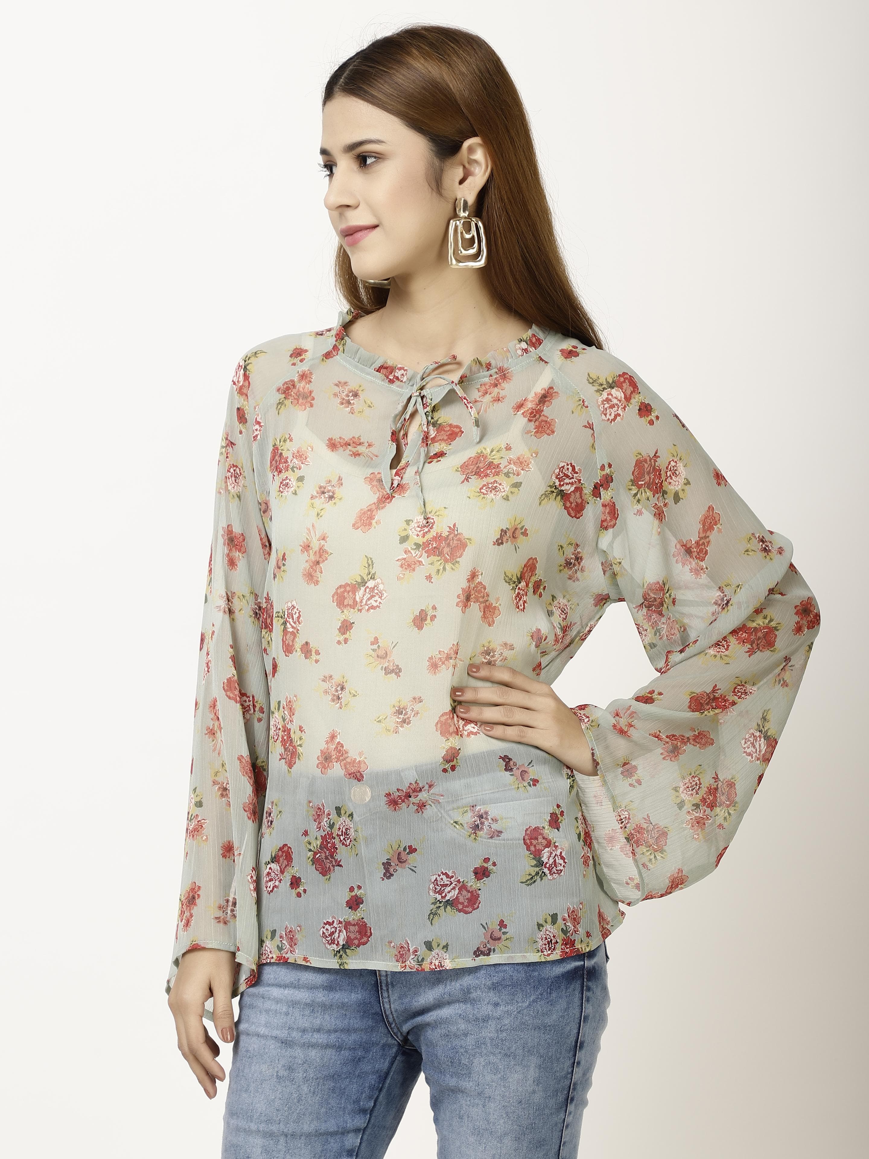 Chiffon Printed Womens Tops