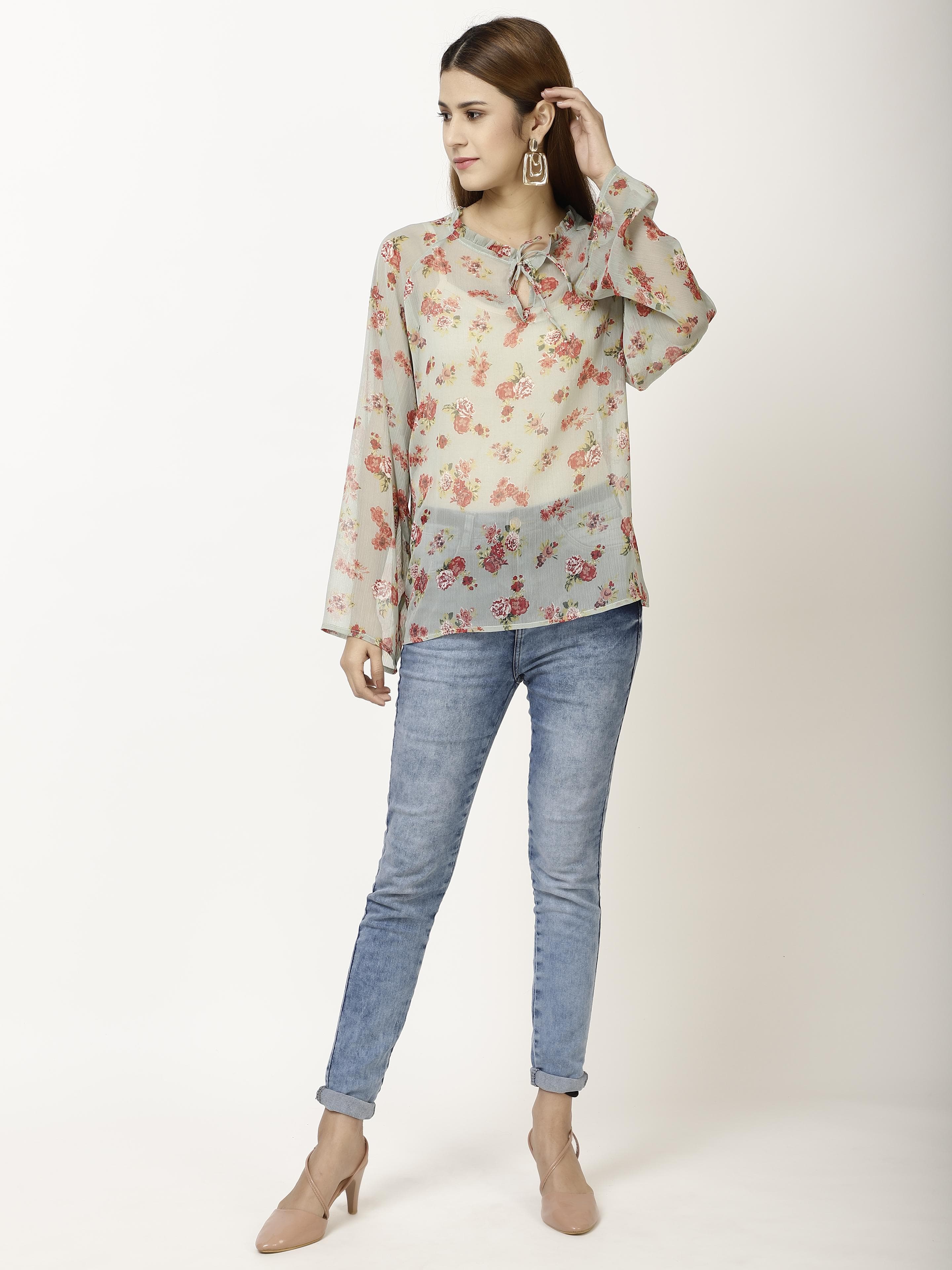 Chiffon Printed Womens Tops