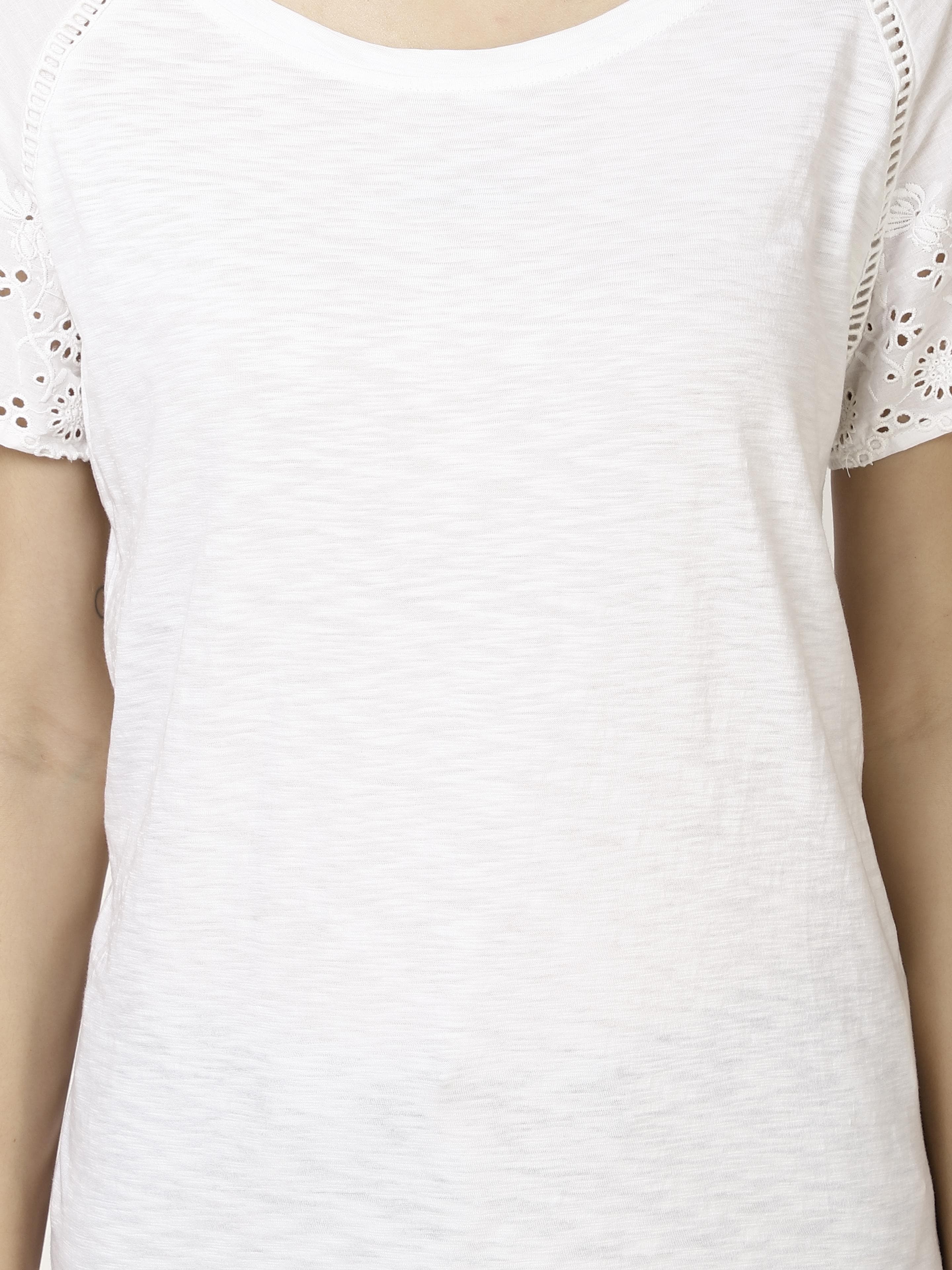Schiffli sleeve Womens Tops