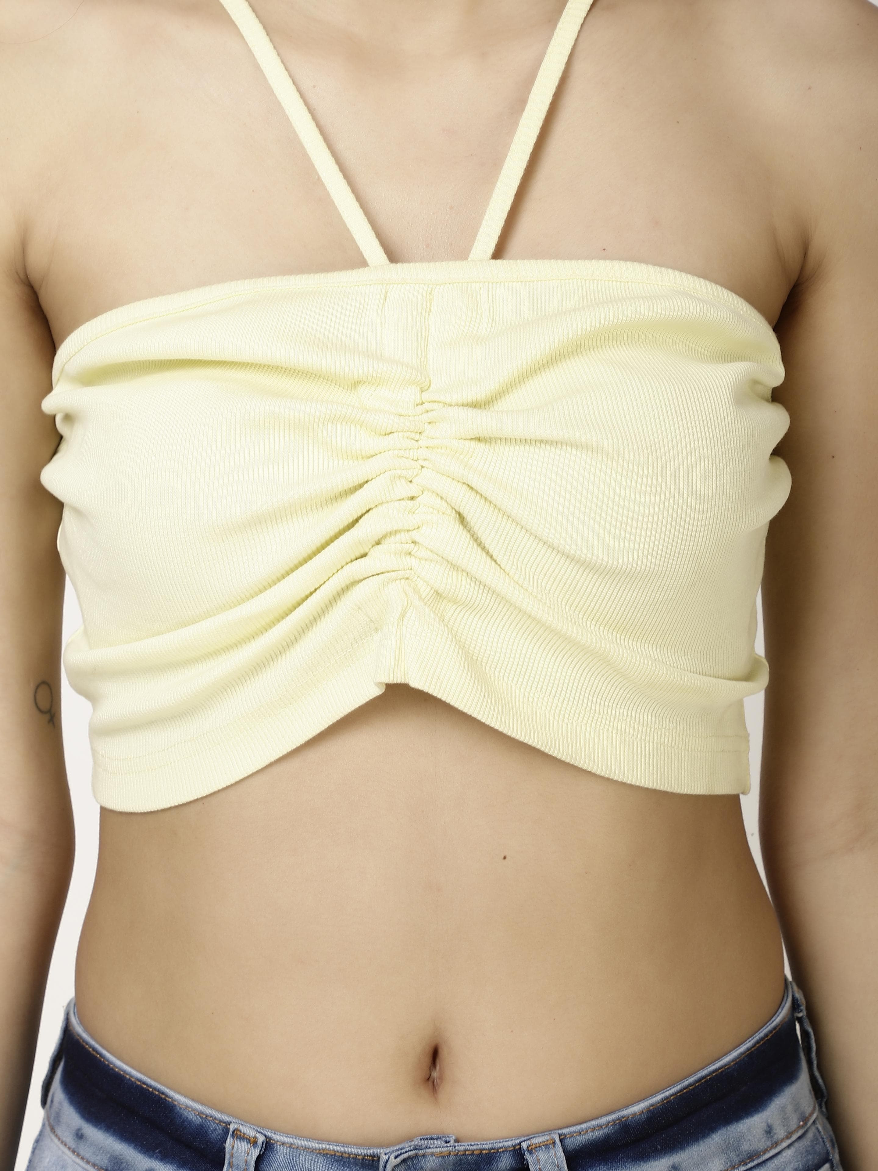 Strap Neck crop Womens Tops
