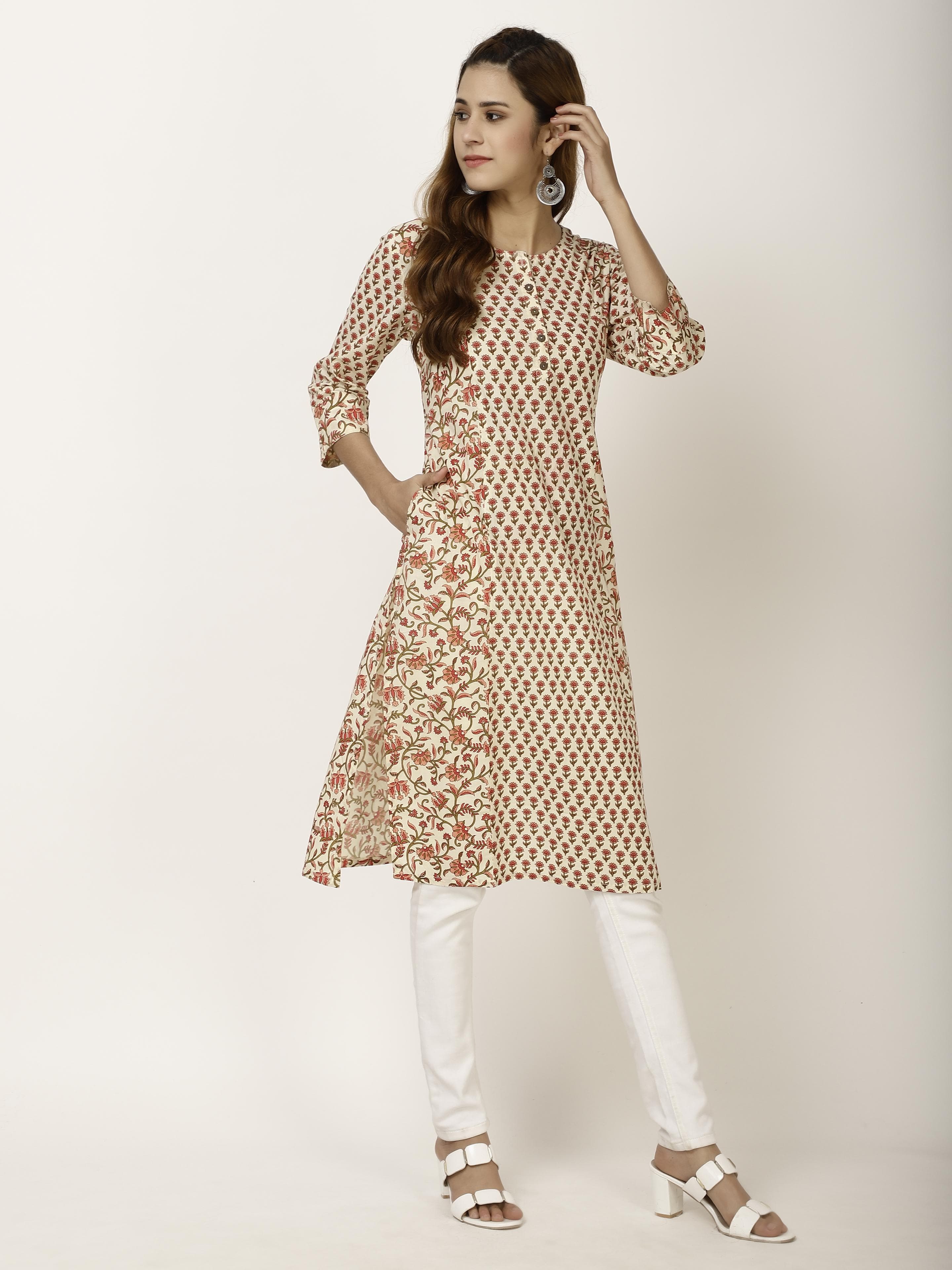 Floral Printed Kurtas & Suits