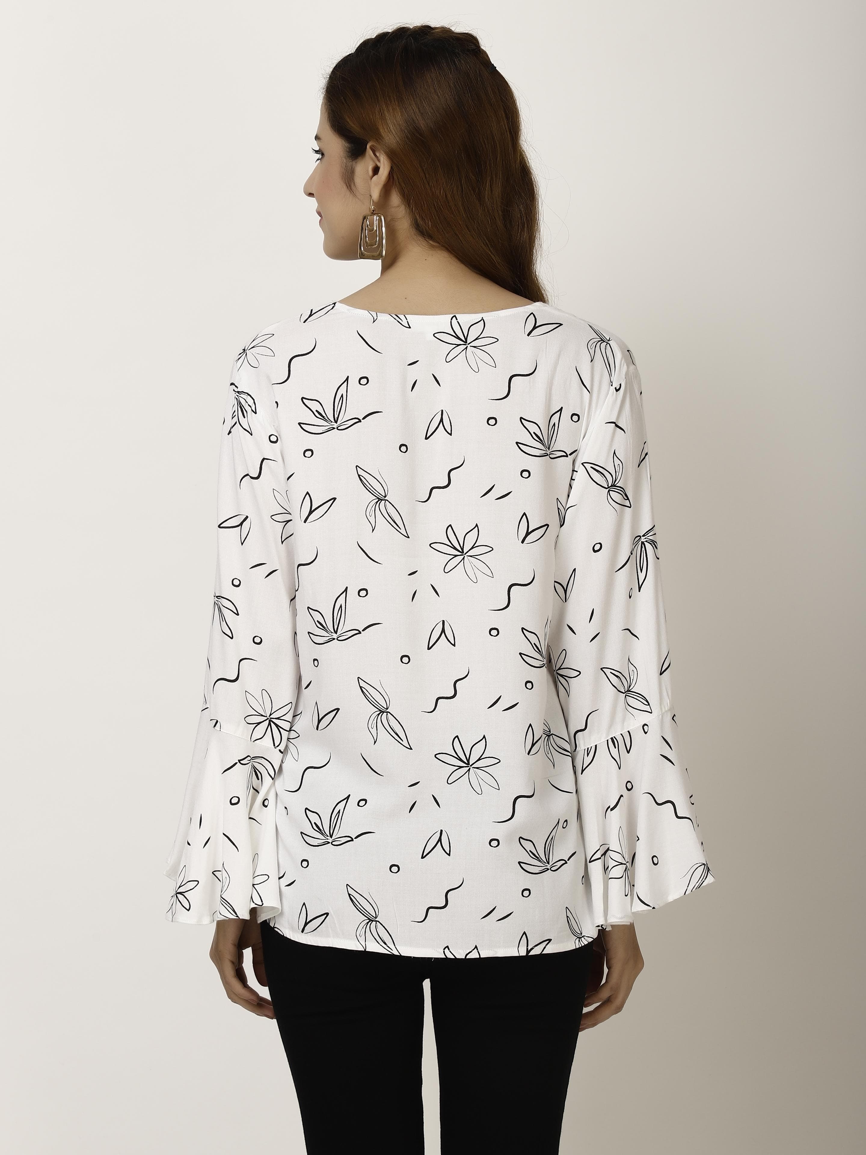 Flared Sleeve Womens Tops