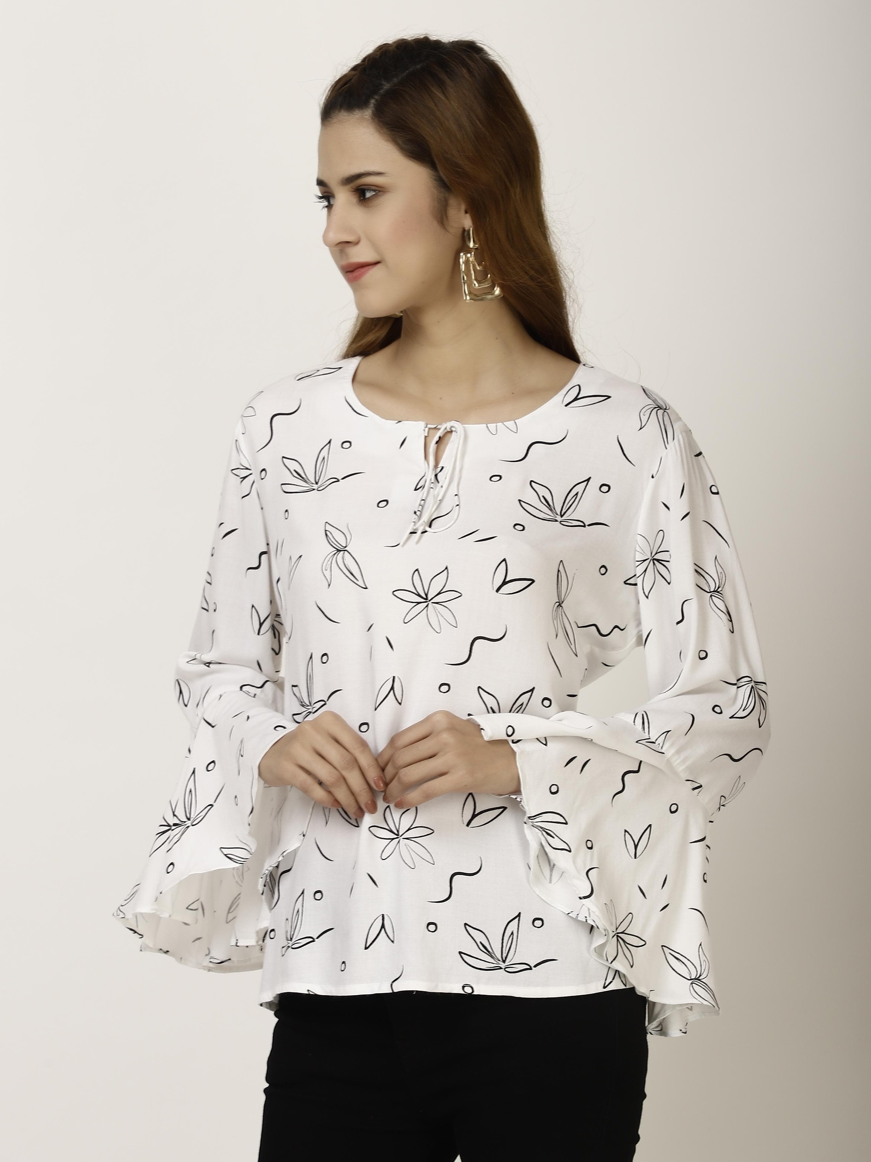 Flared Sleeve Womens Tops