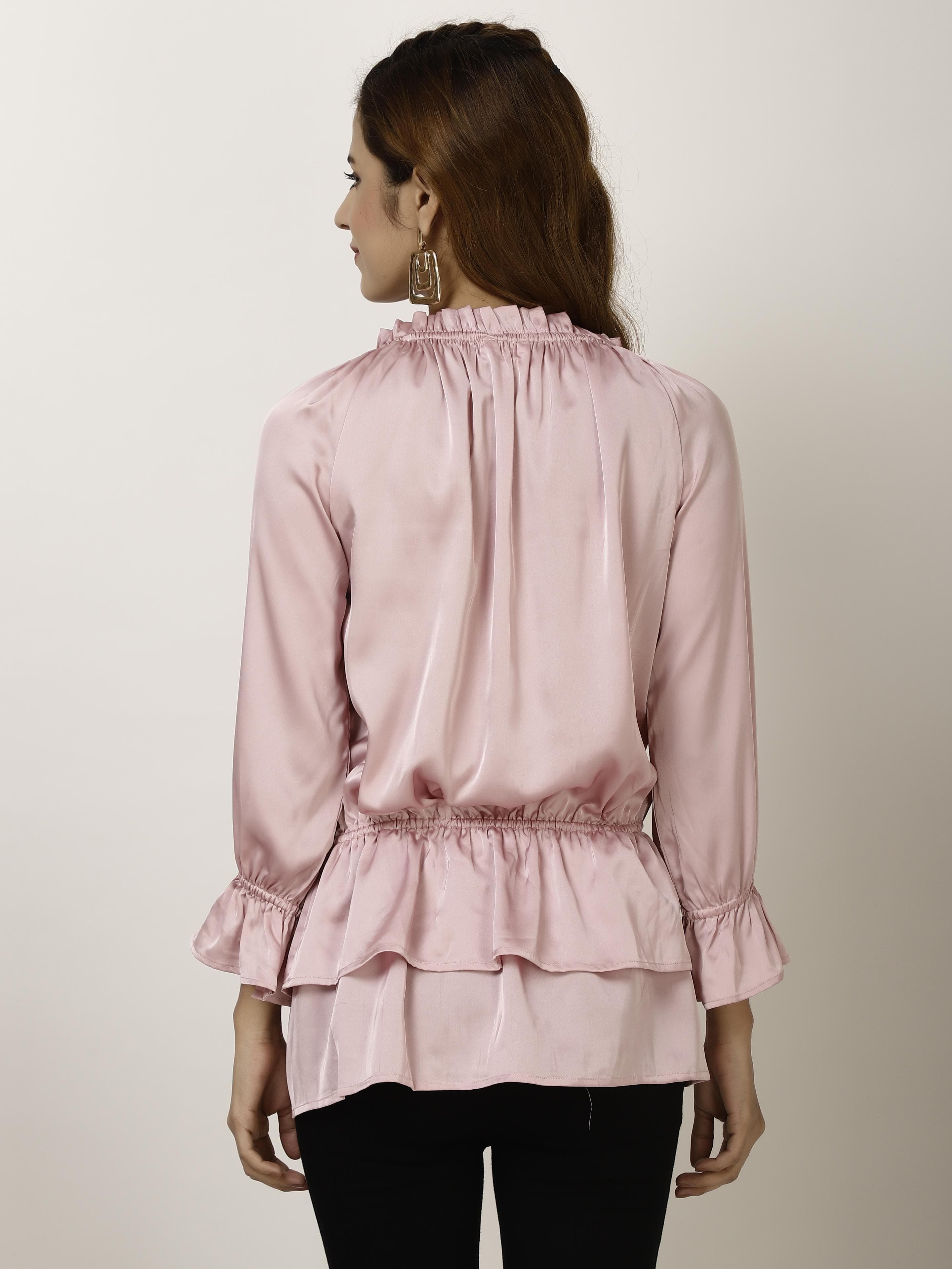 Neck Gathered Womens Tops