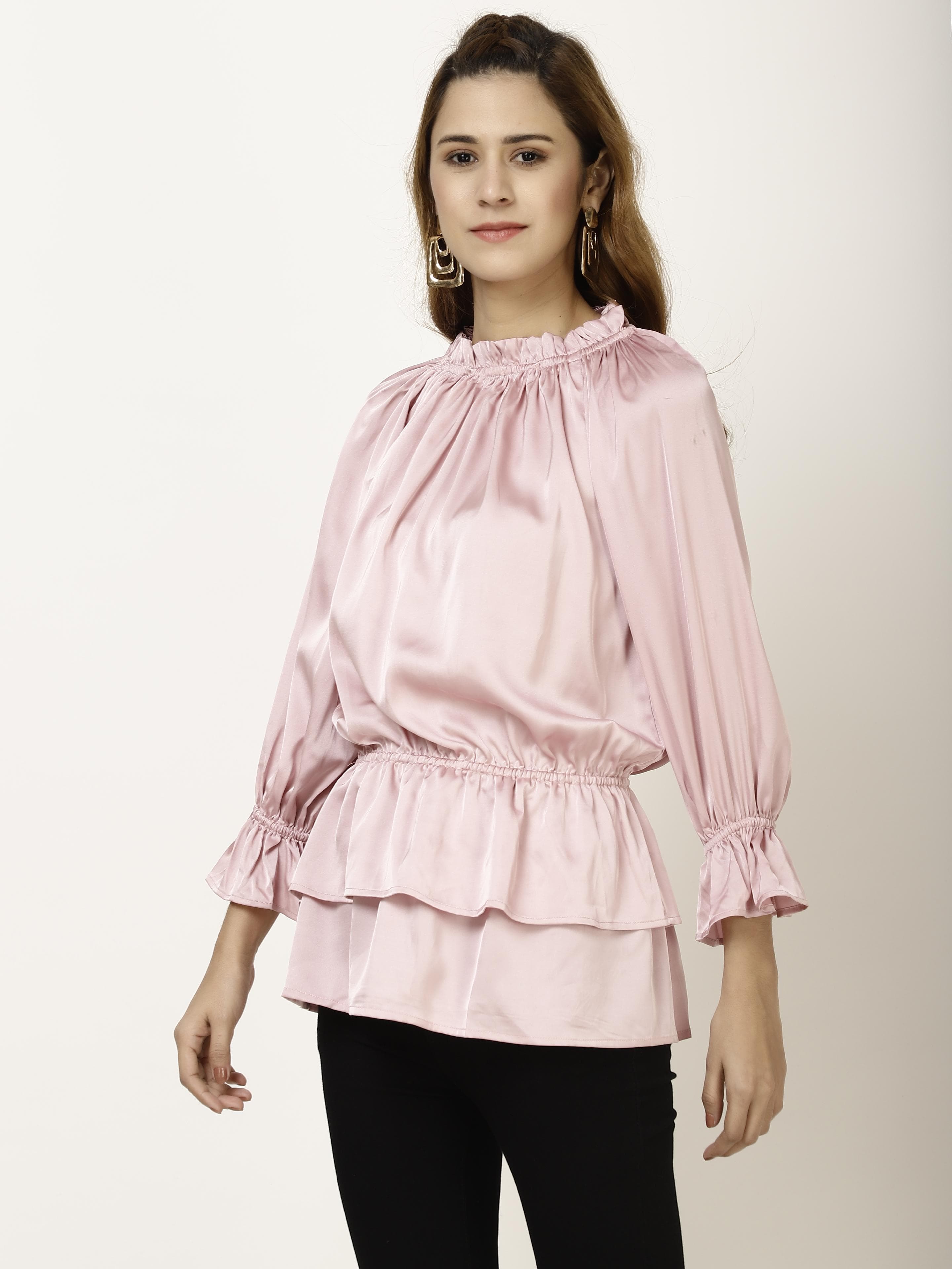Neck Gathered Womens Tops