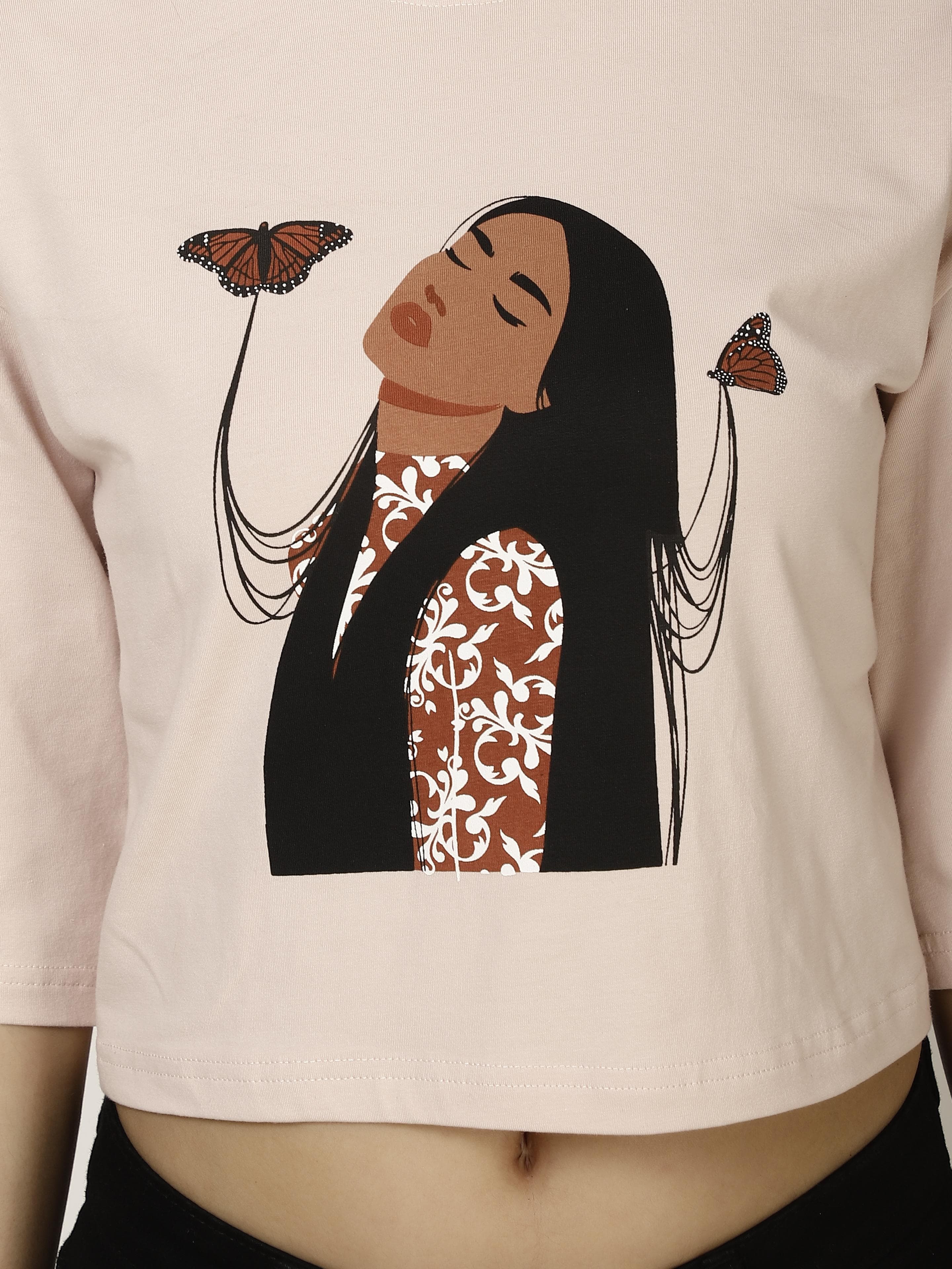 Printed Crop Womens Tops