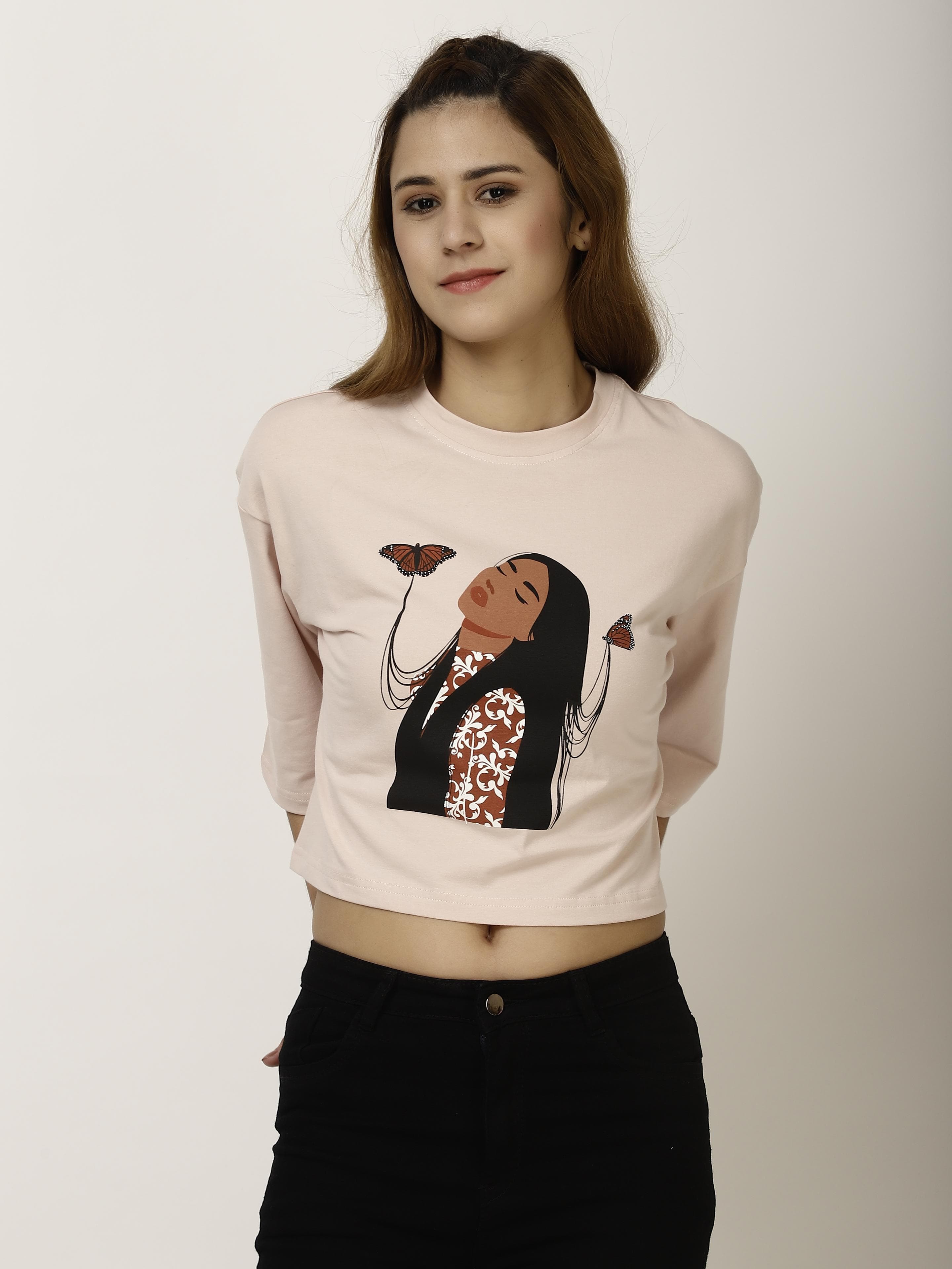 Printed Crop Womens Tops