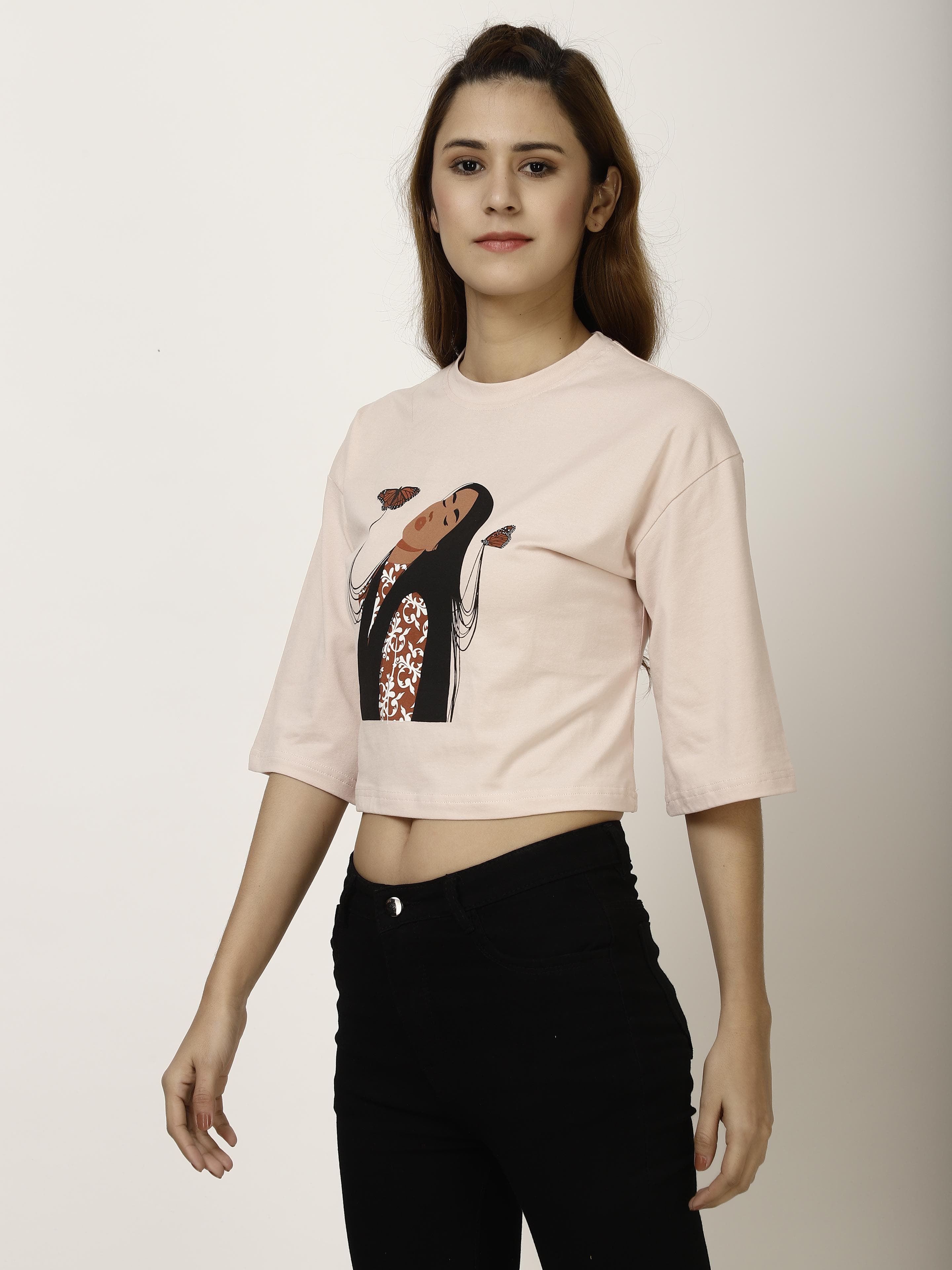 Printed Crop Womens Tops