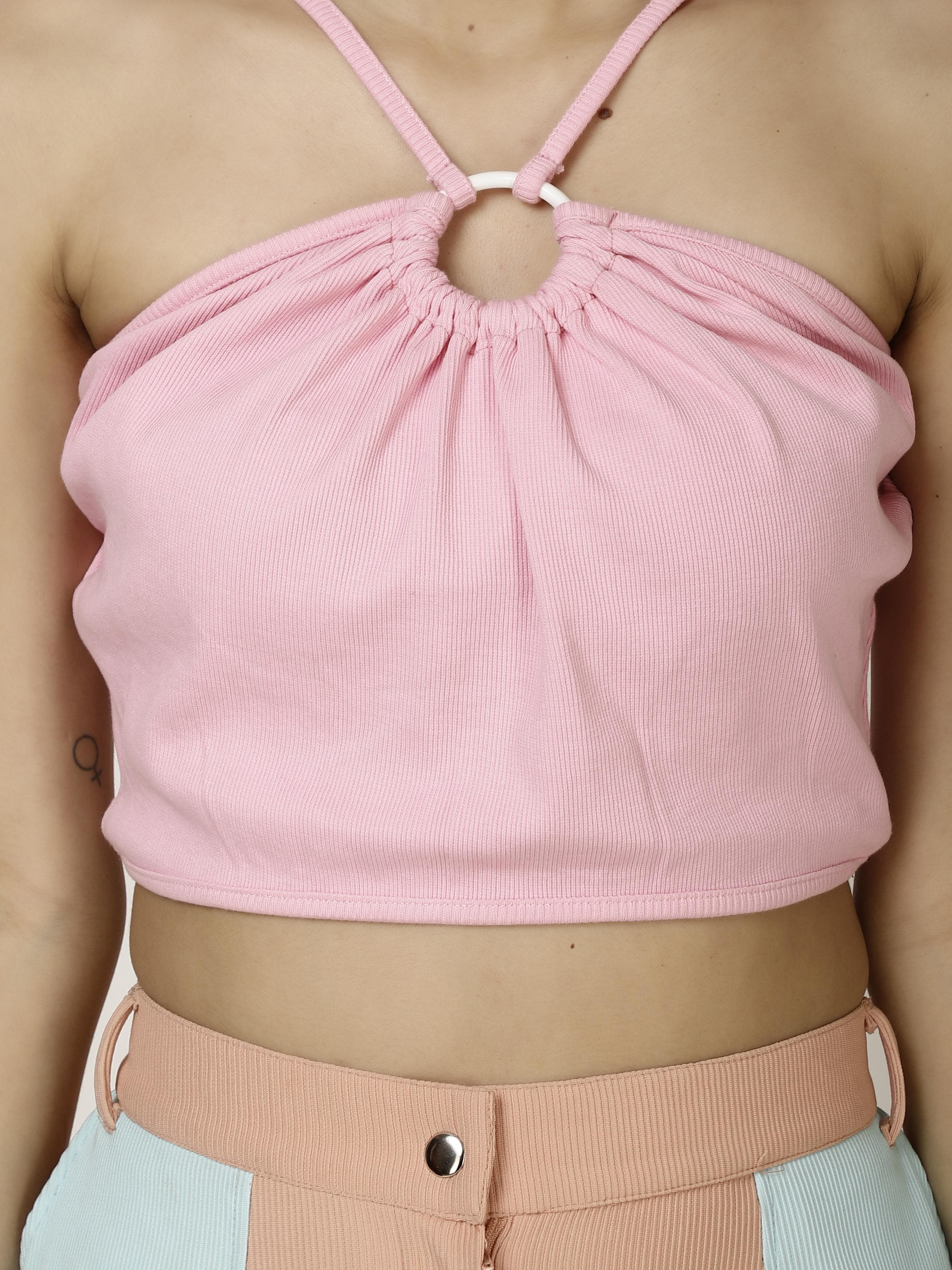 Gathered Crop Womens Tops