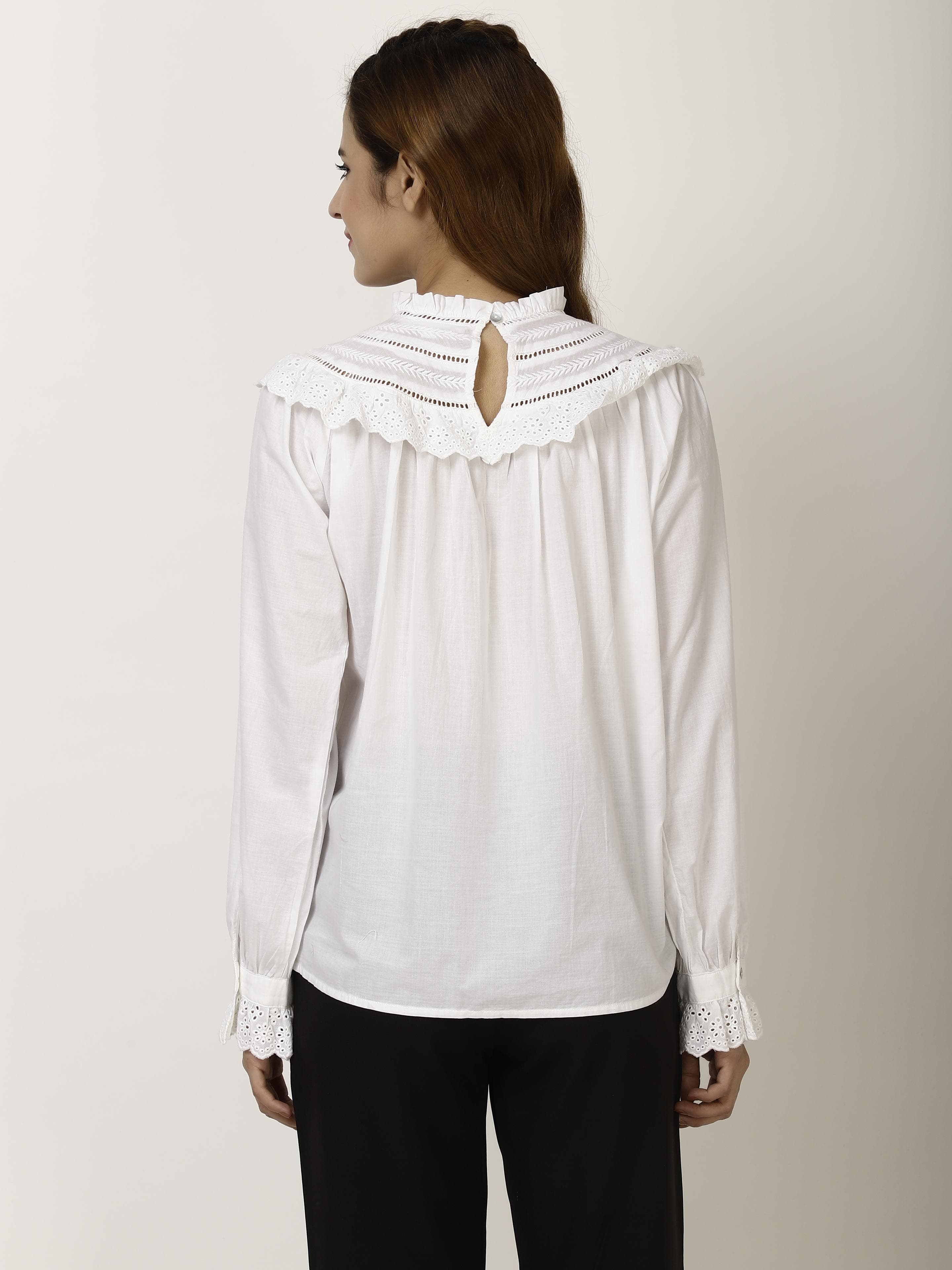 Full sleeve white Womens Tops