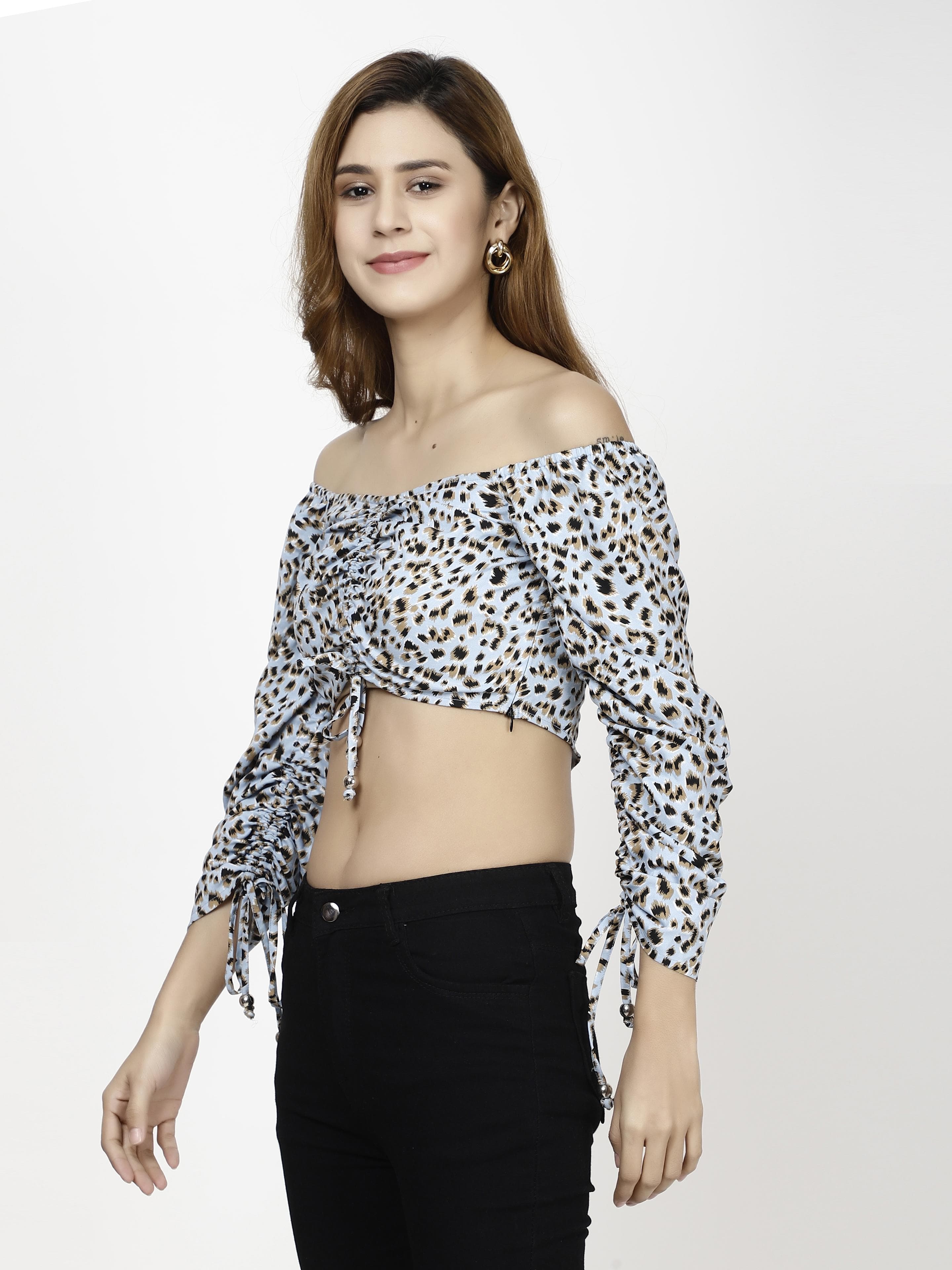 Animal print crop Womens Tops