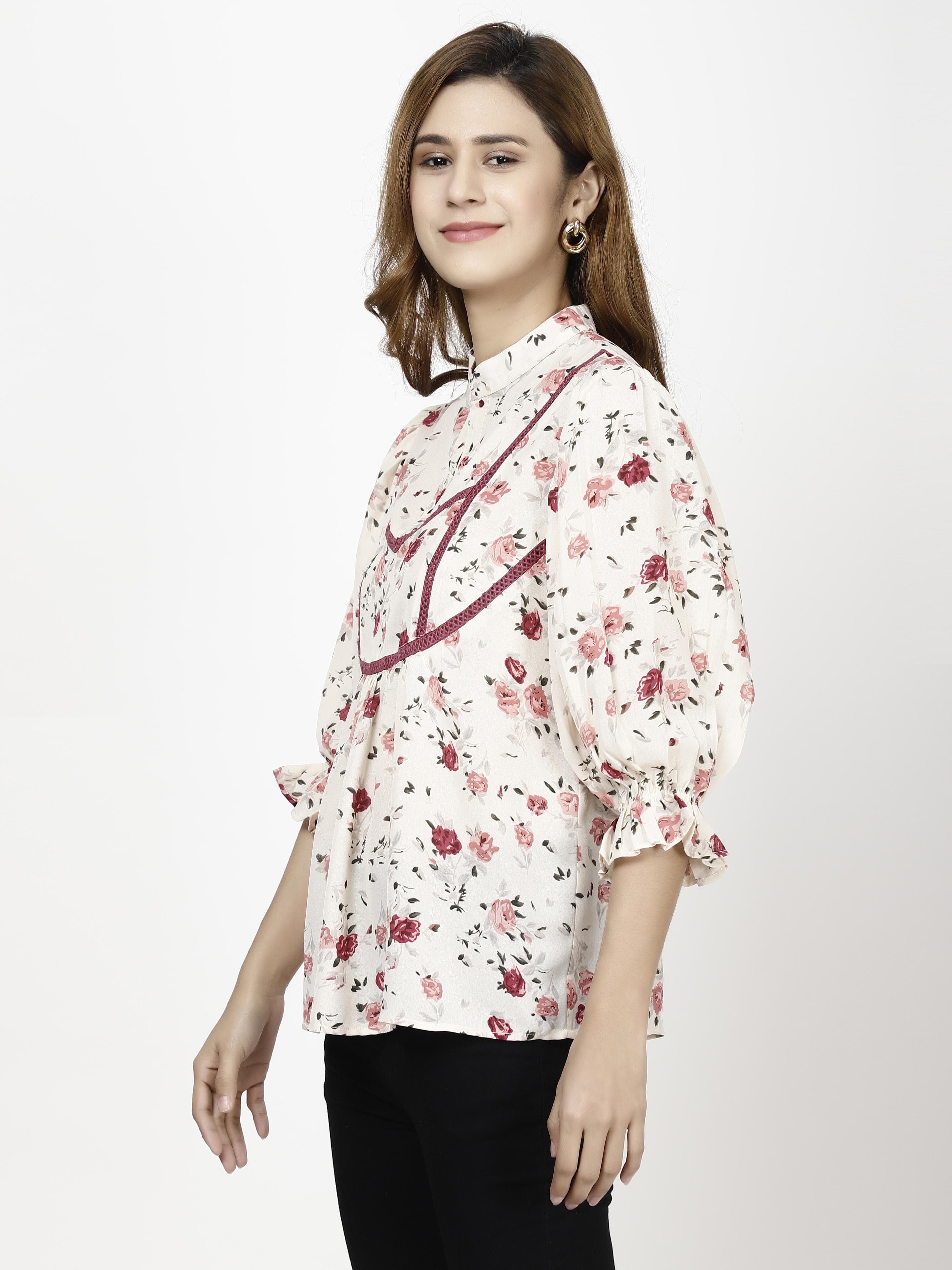 Gathered sleeve Womens Tops