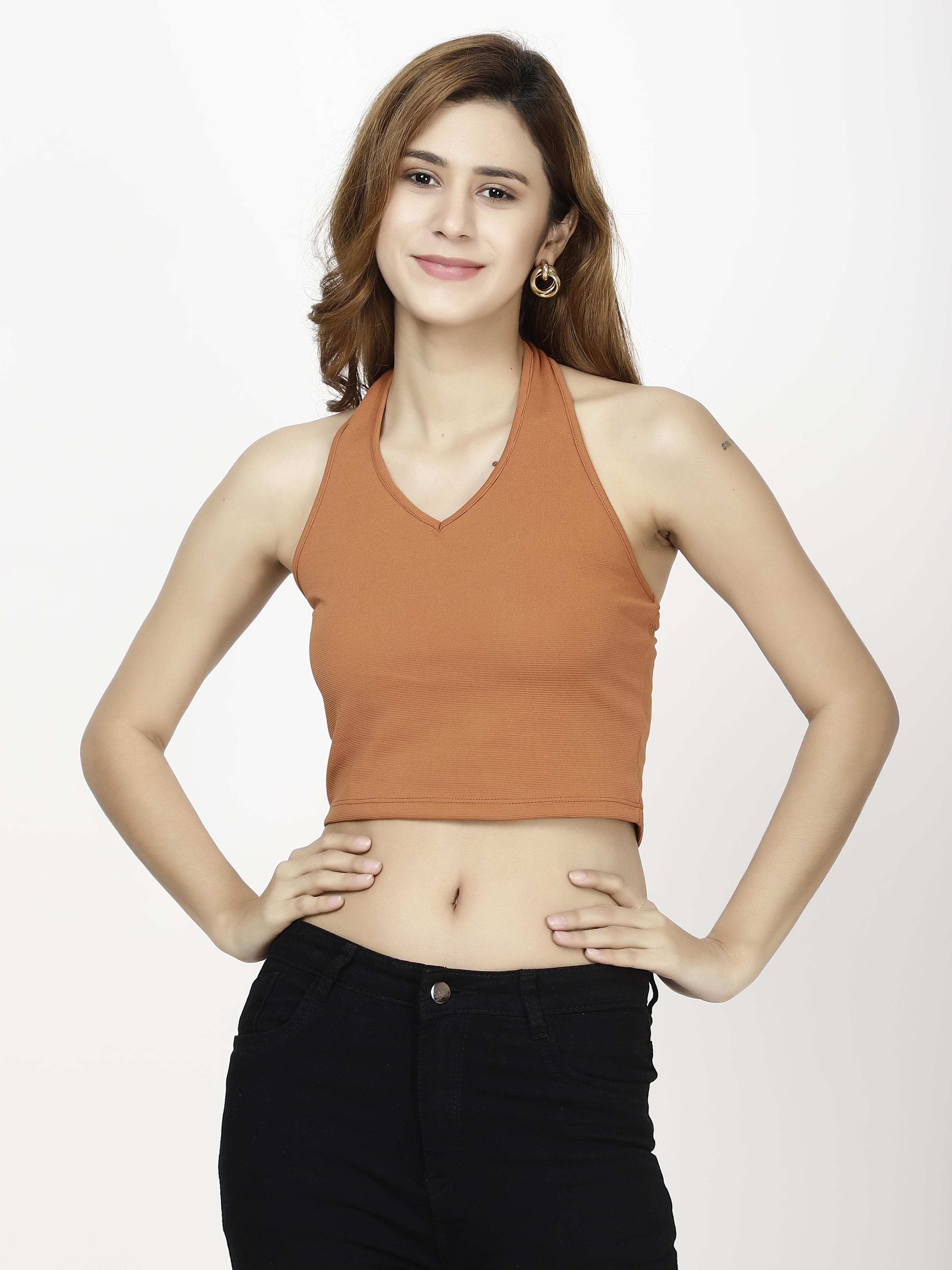 V-neck Crop Womens Tops