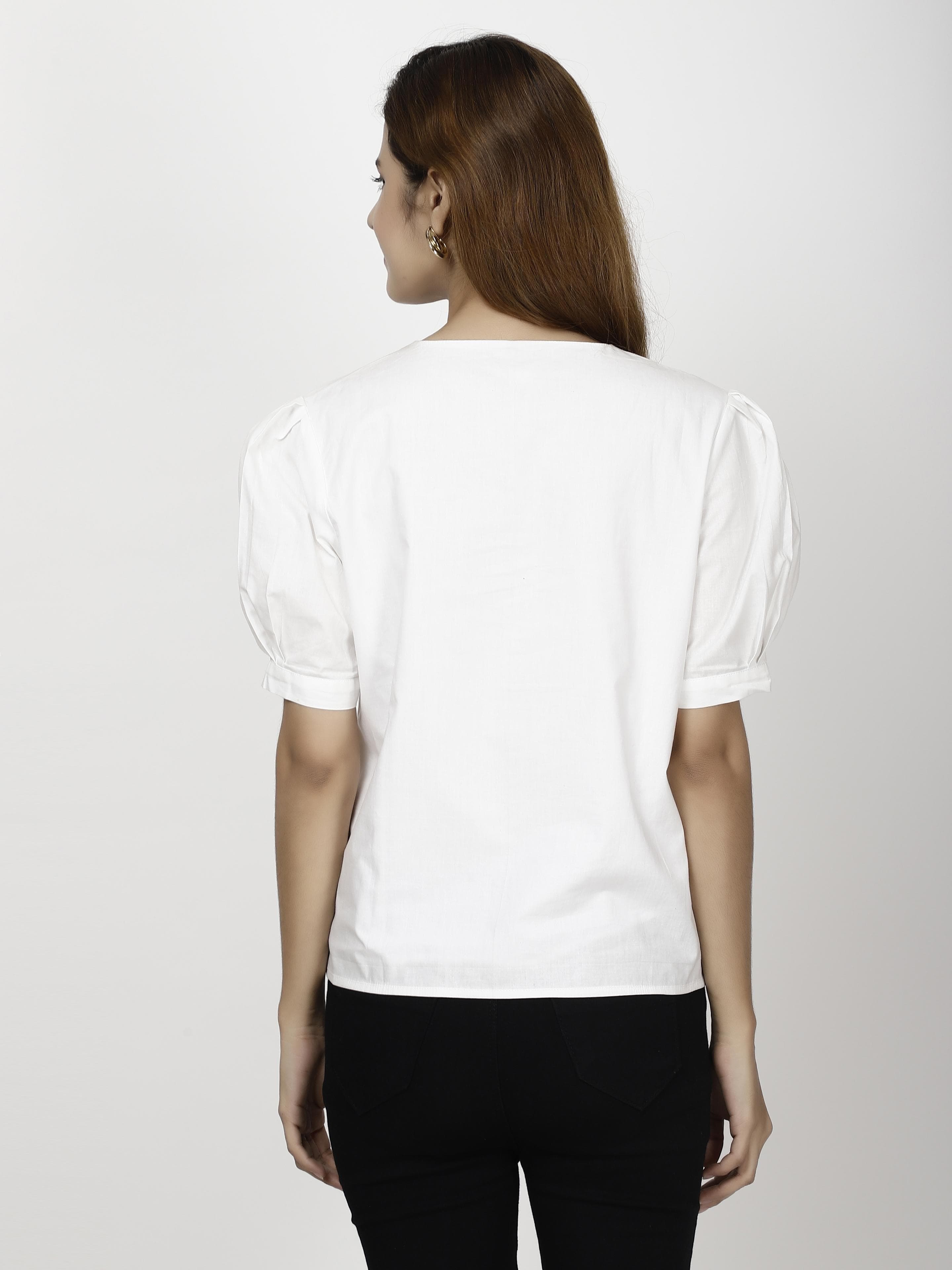 Puffer Sleeve Womens Tops
