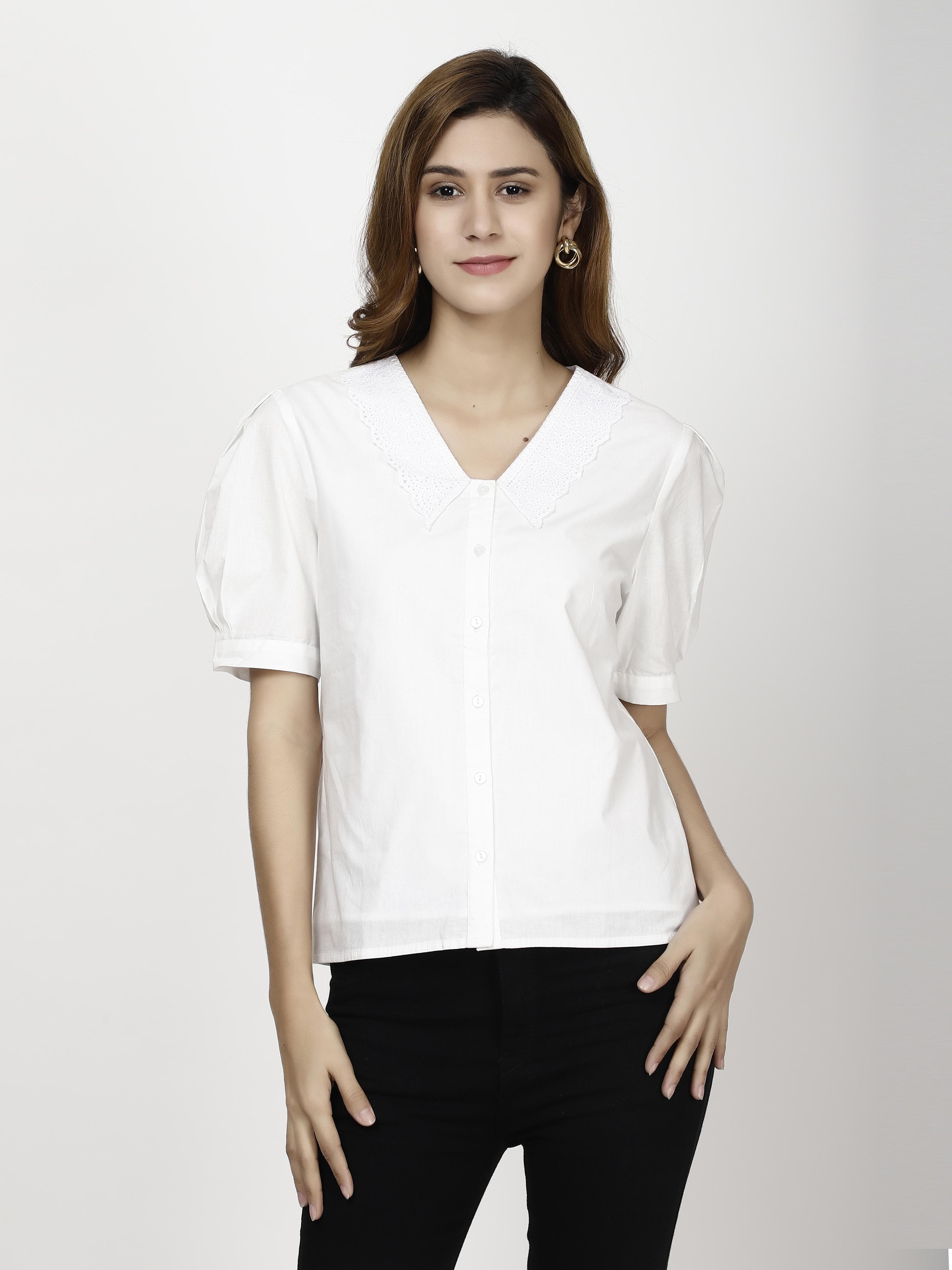 Puffer Sleeve Womens Tops