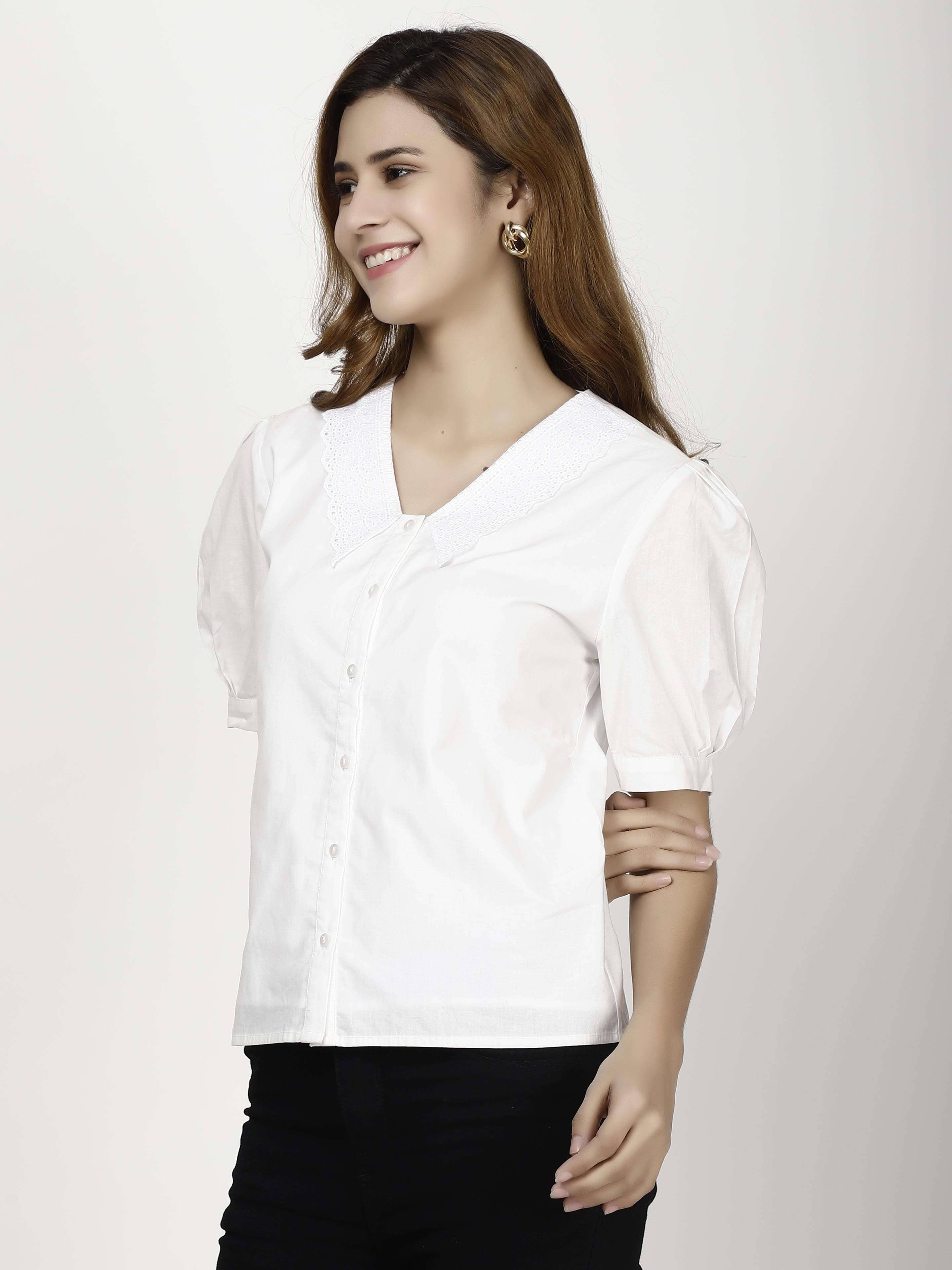Puffer Sleeve Womens Tops