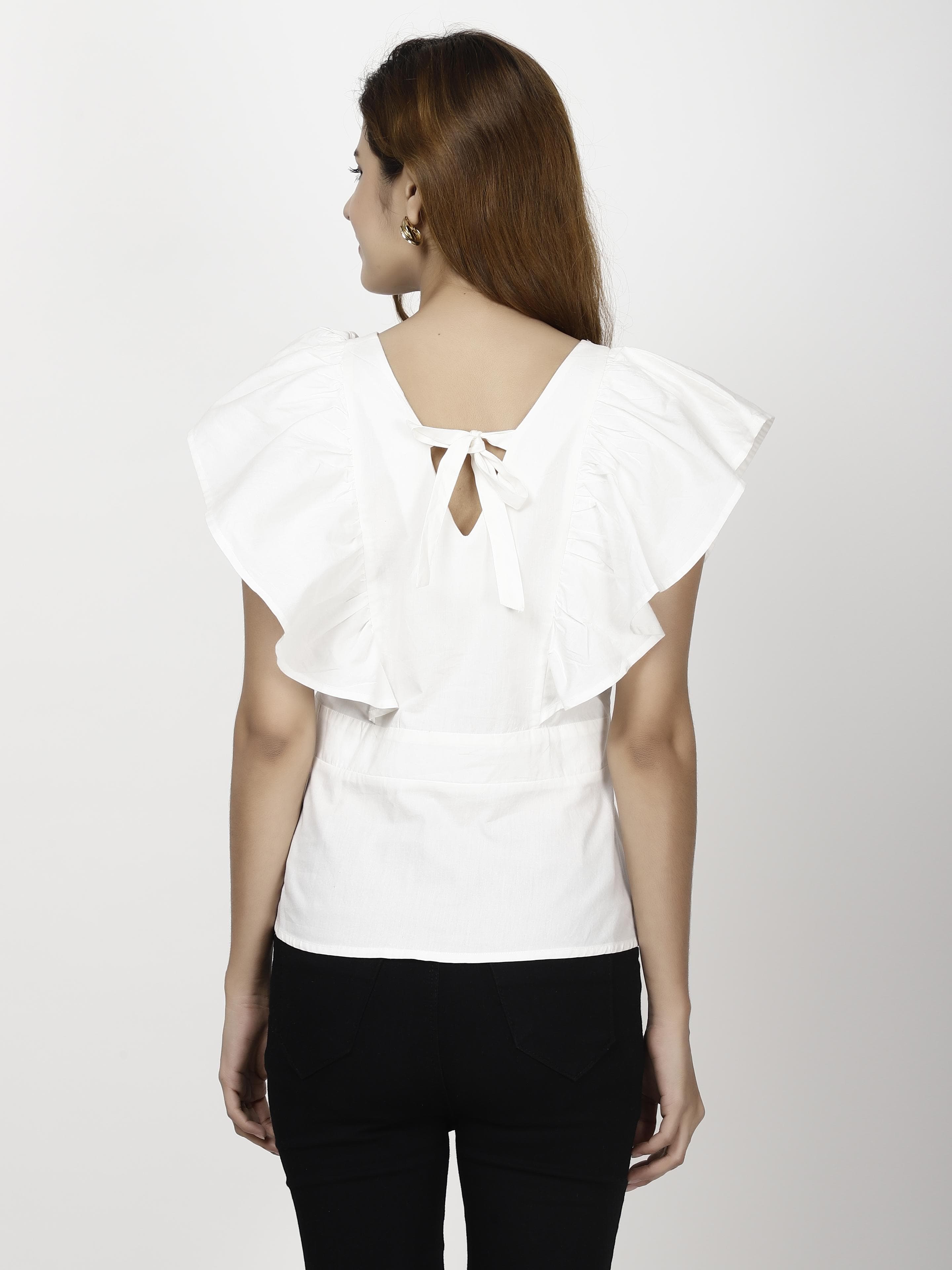 Ruffeled Sleeve Womens Tops