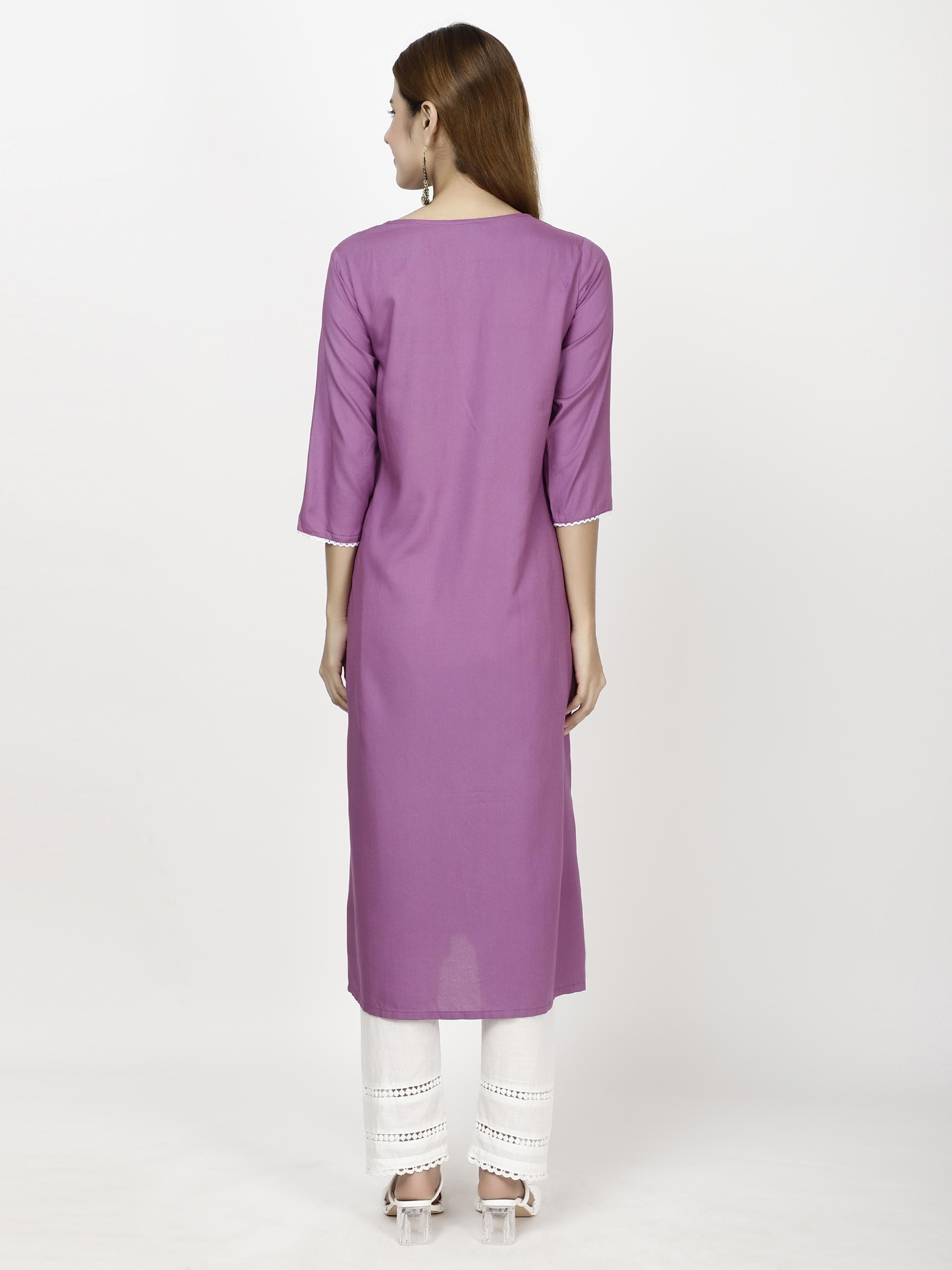 Rounf neck Front embroidered Kurtas & Suits