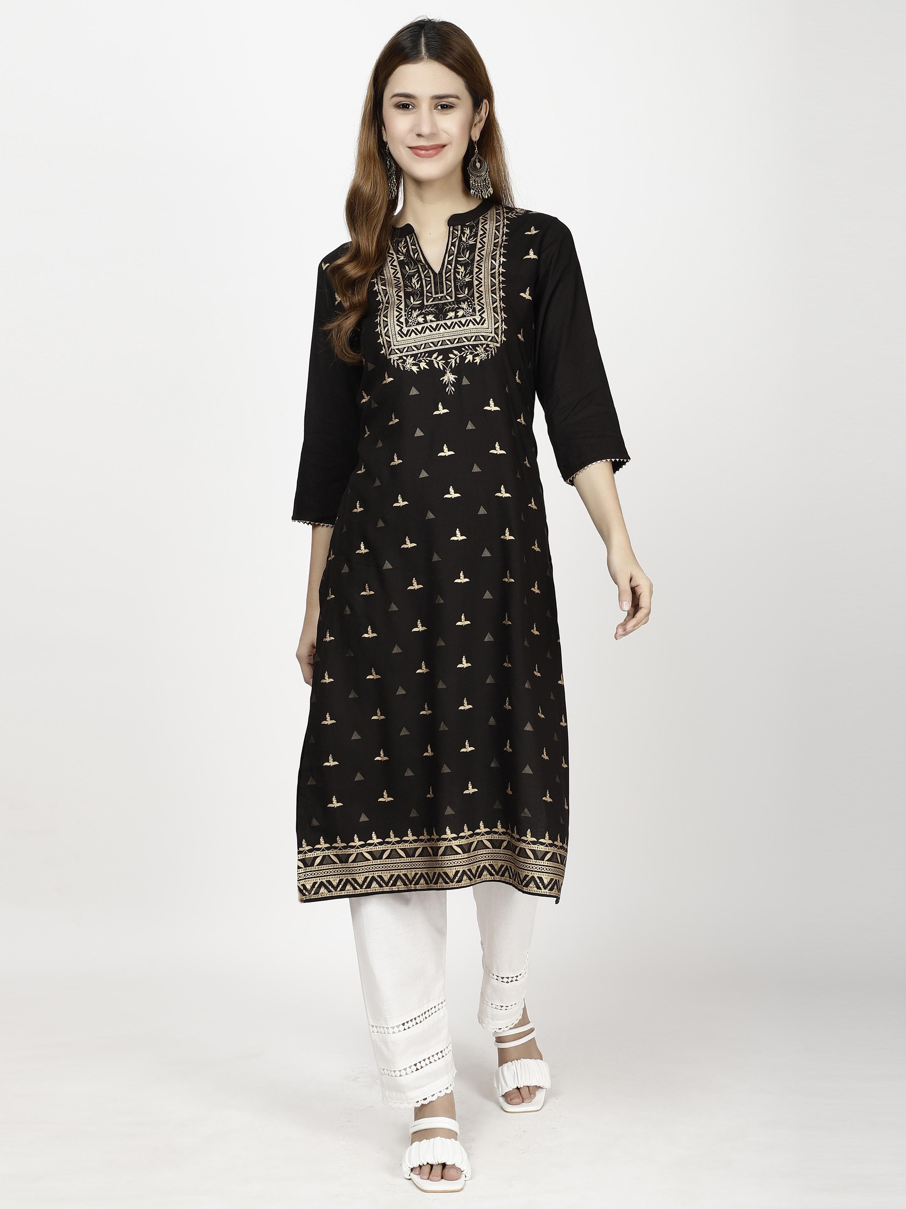 Gold printed Kurtas & Suits