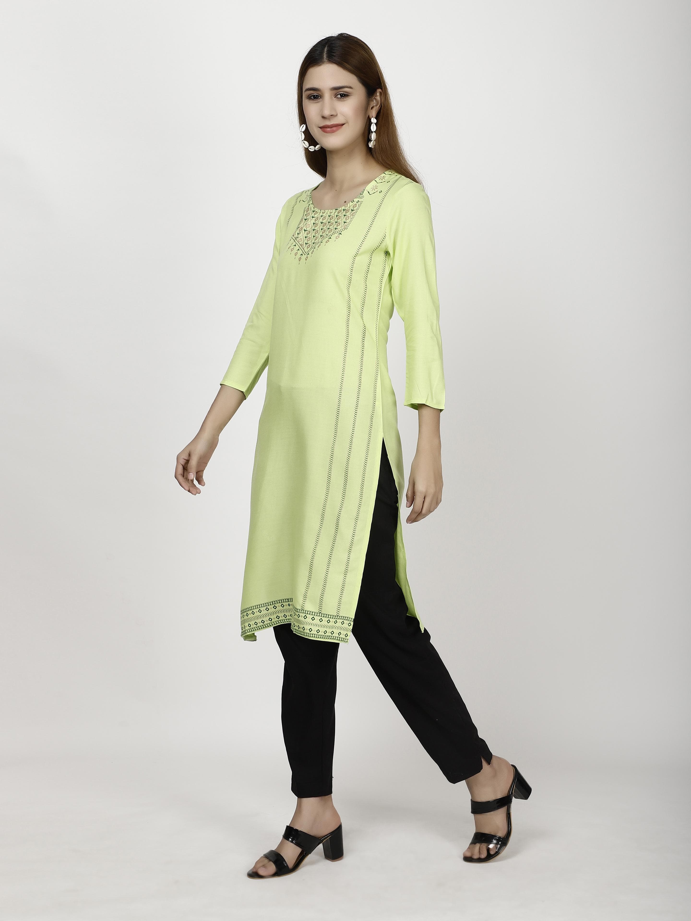 Round neck Front embroidered Kurtas & Suits