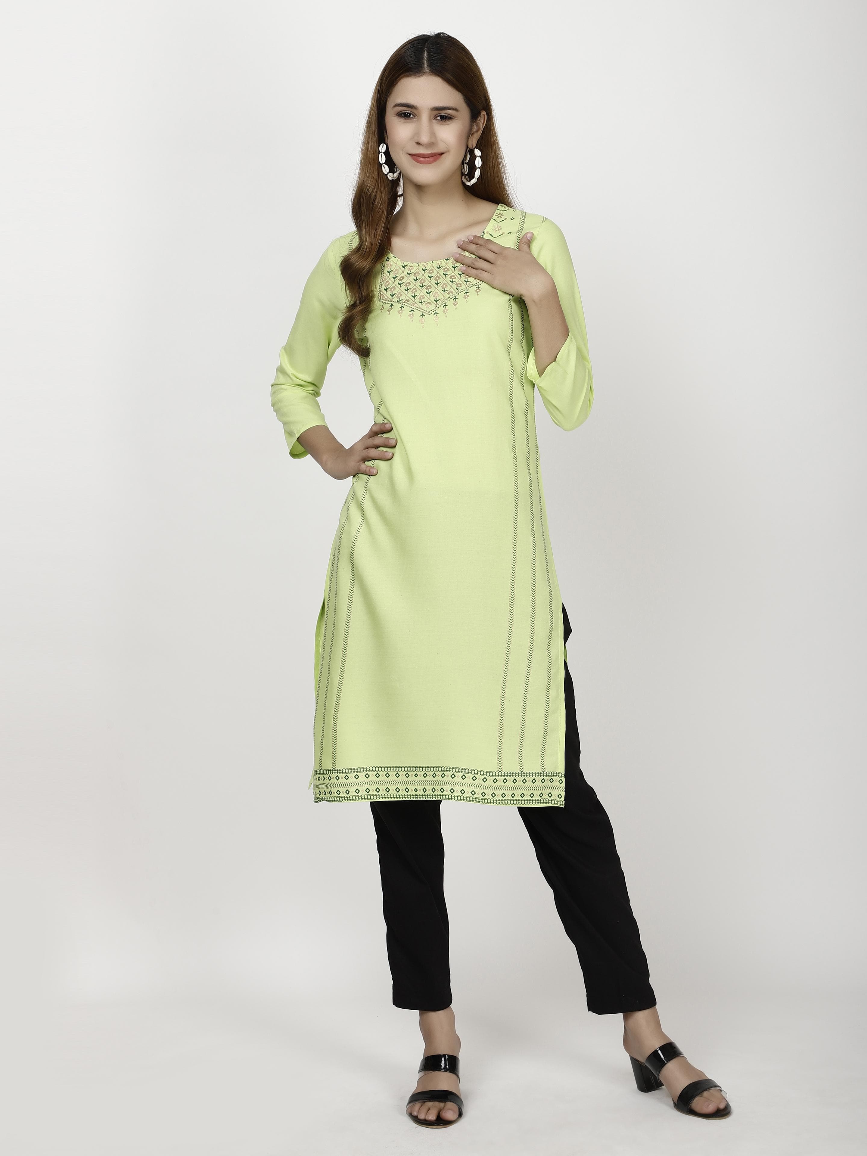 Round neck Front embroidered Kurtas & Suits