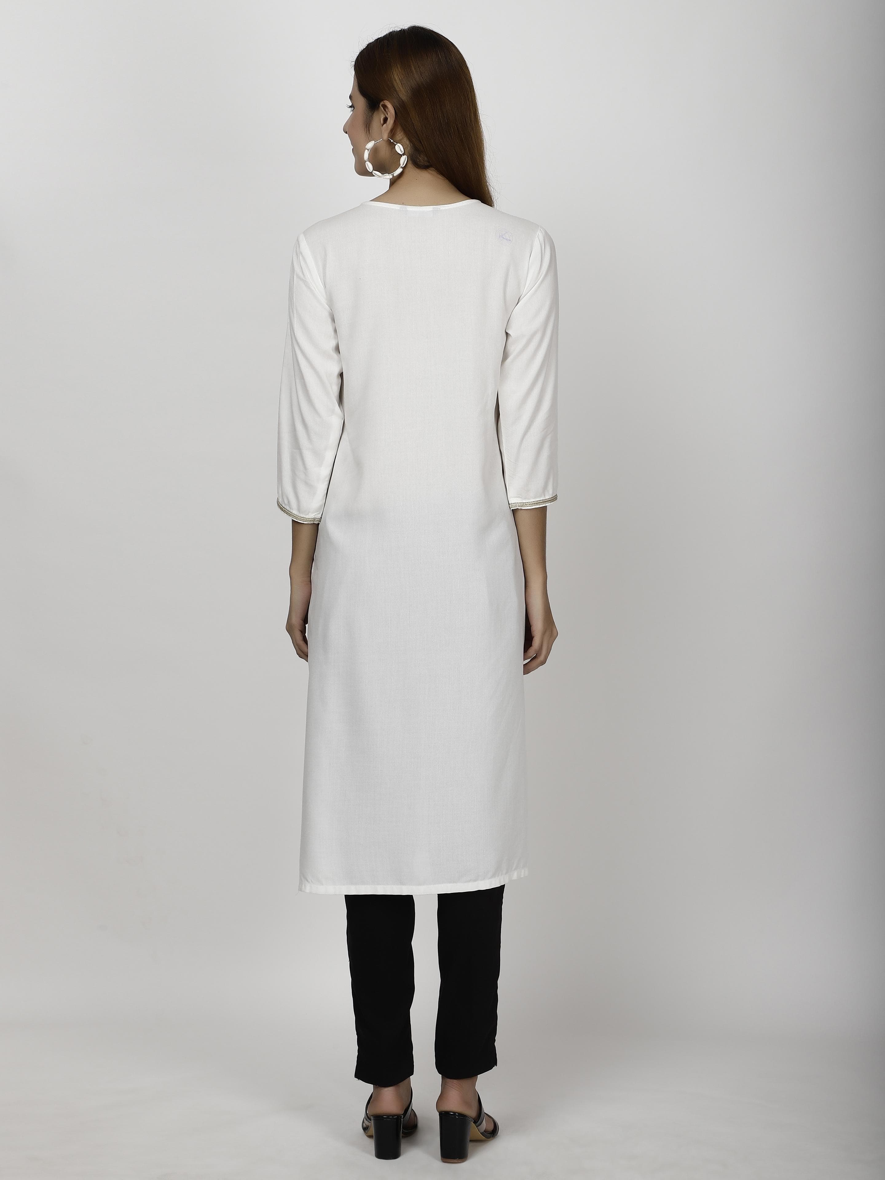 Off white Straight Kurtas & Suits