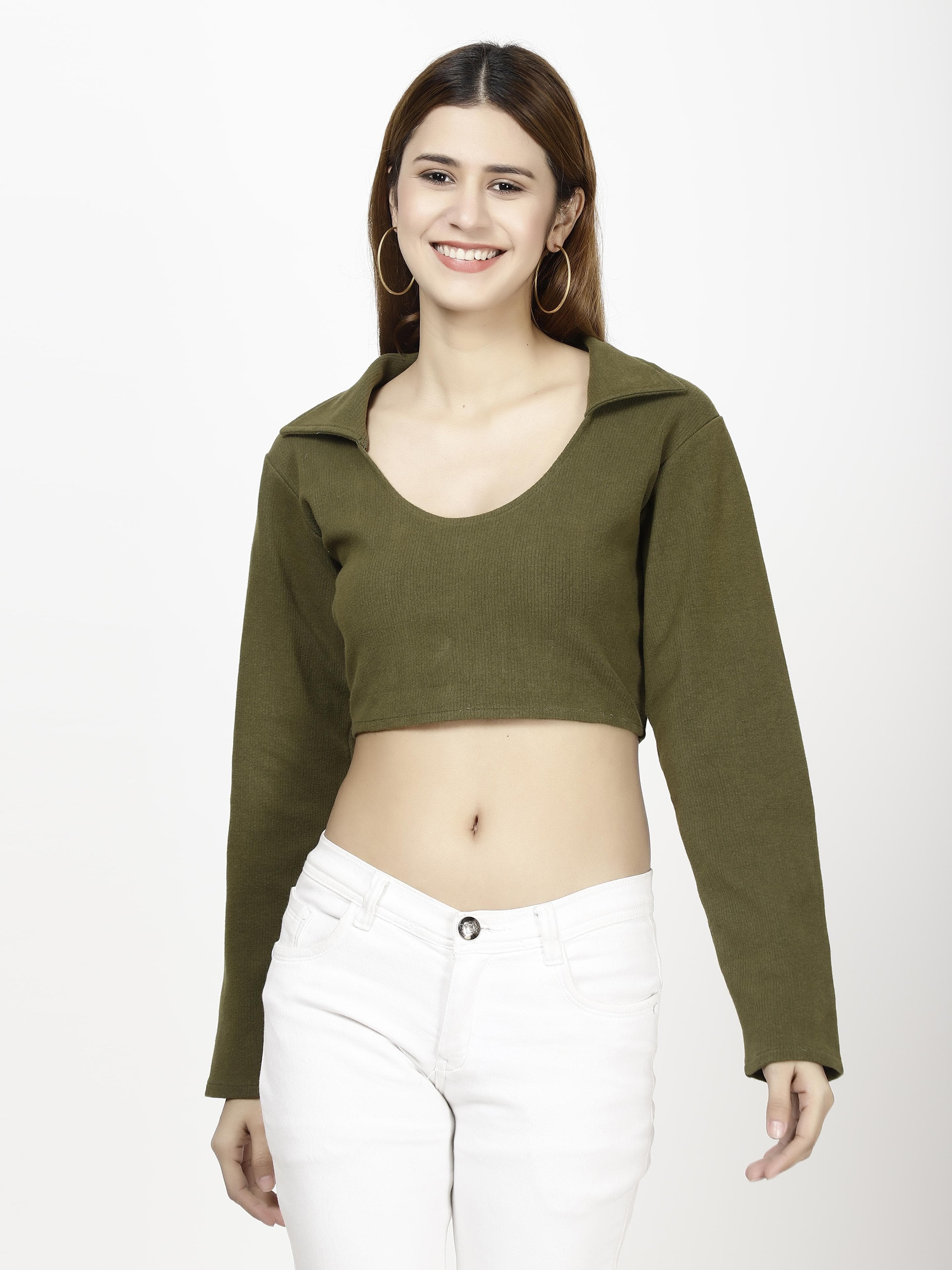 Collar crop Womens Tops