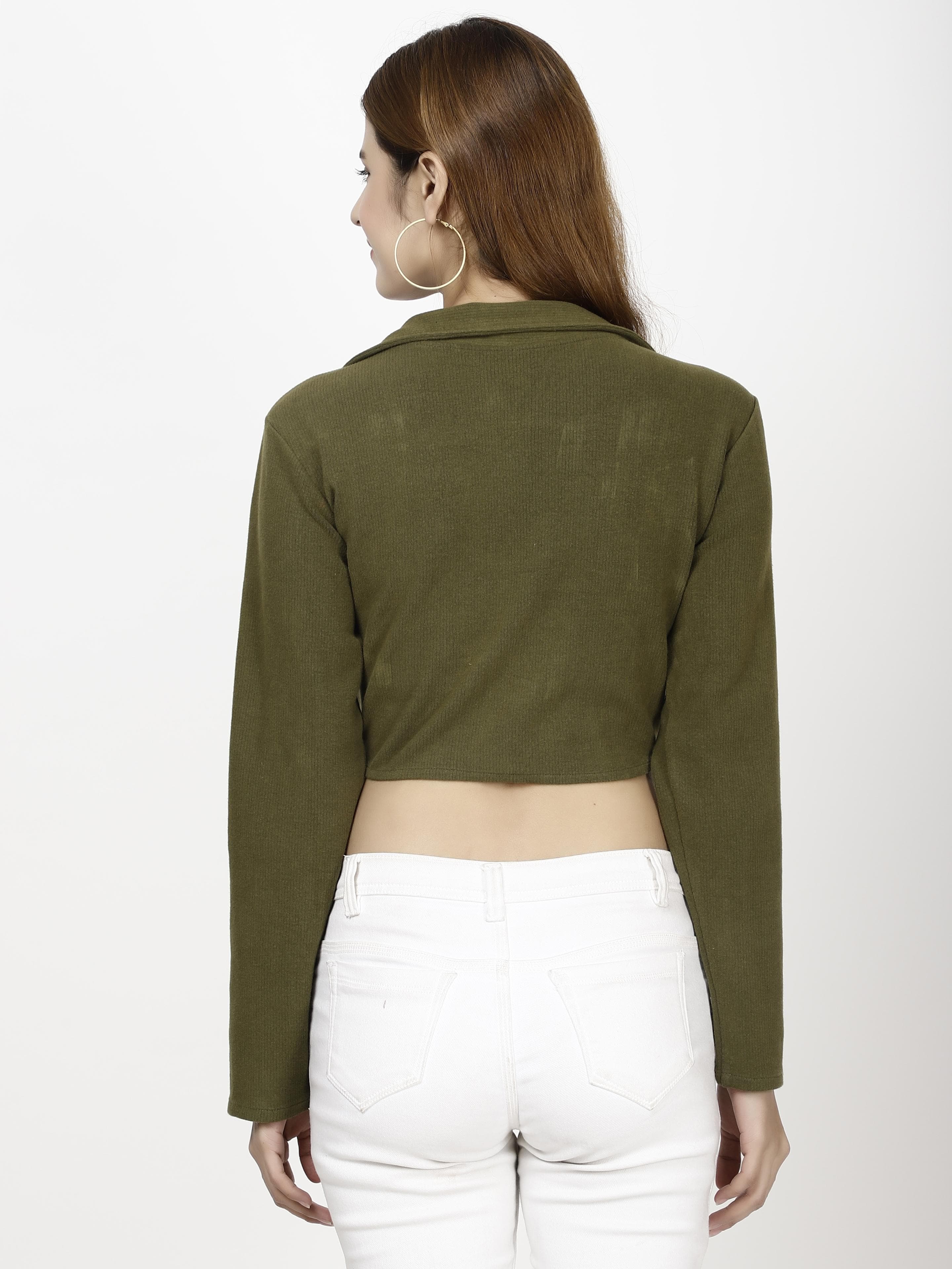 Collar crop Womens Tops