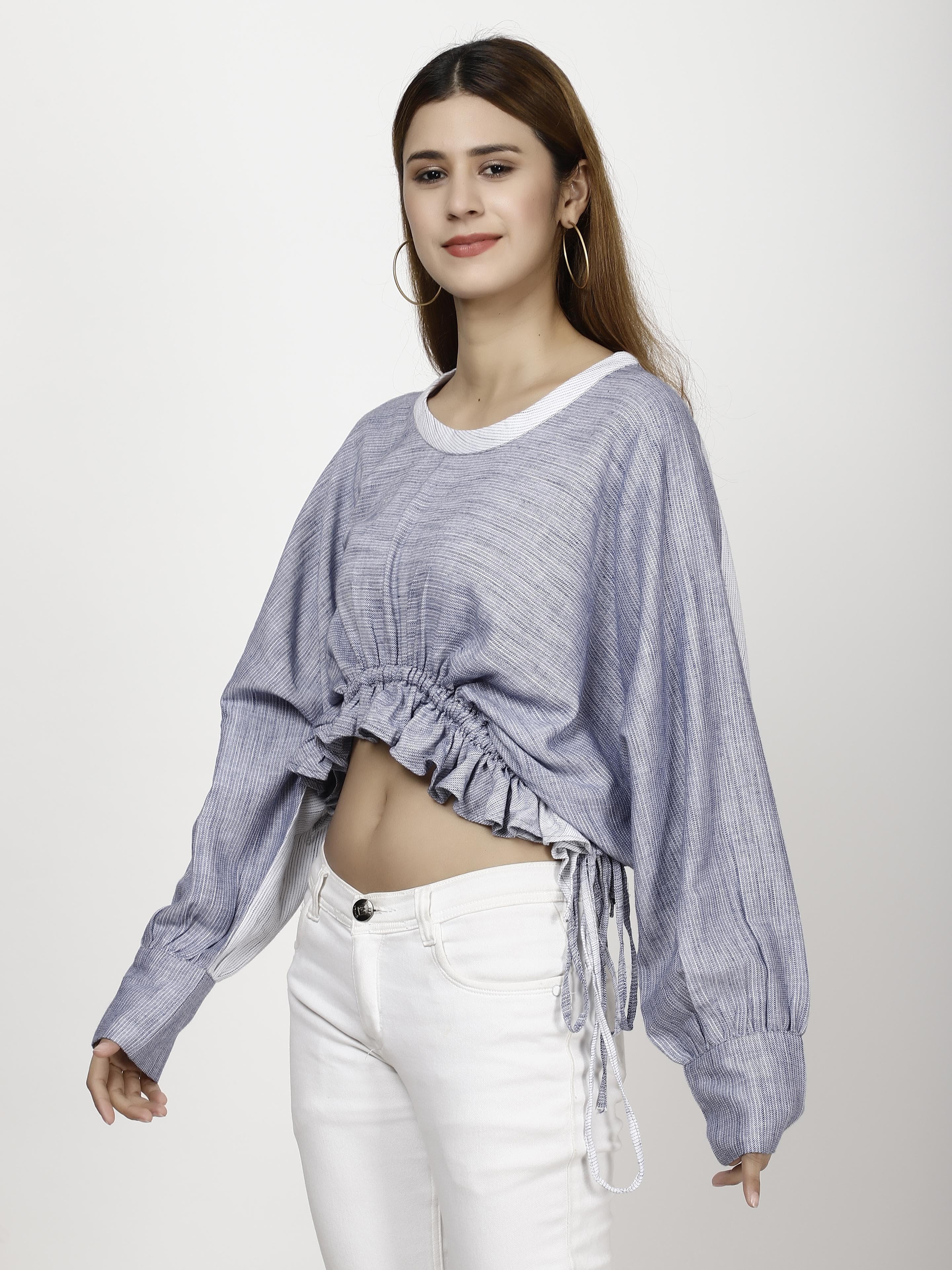 Waist tie crop Womens Tops