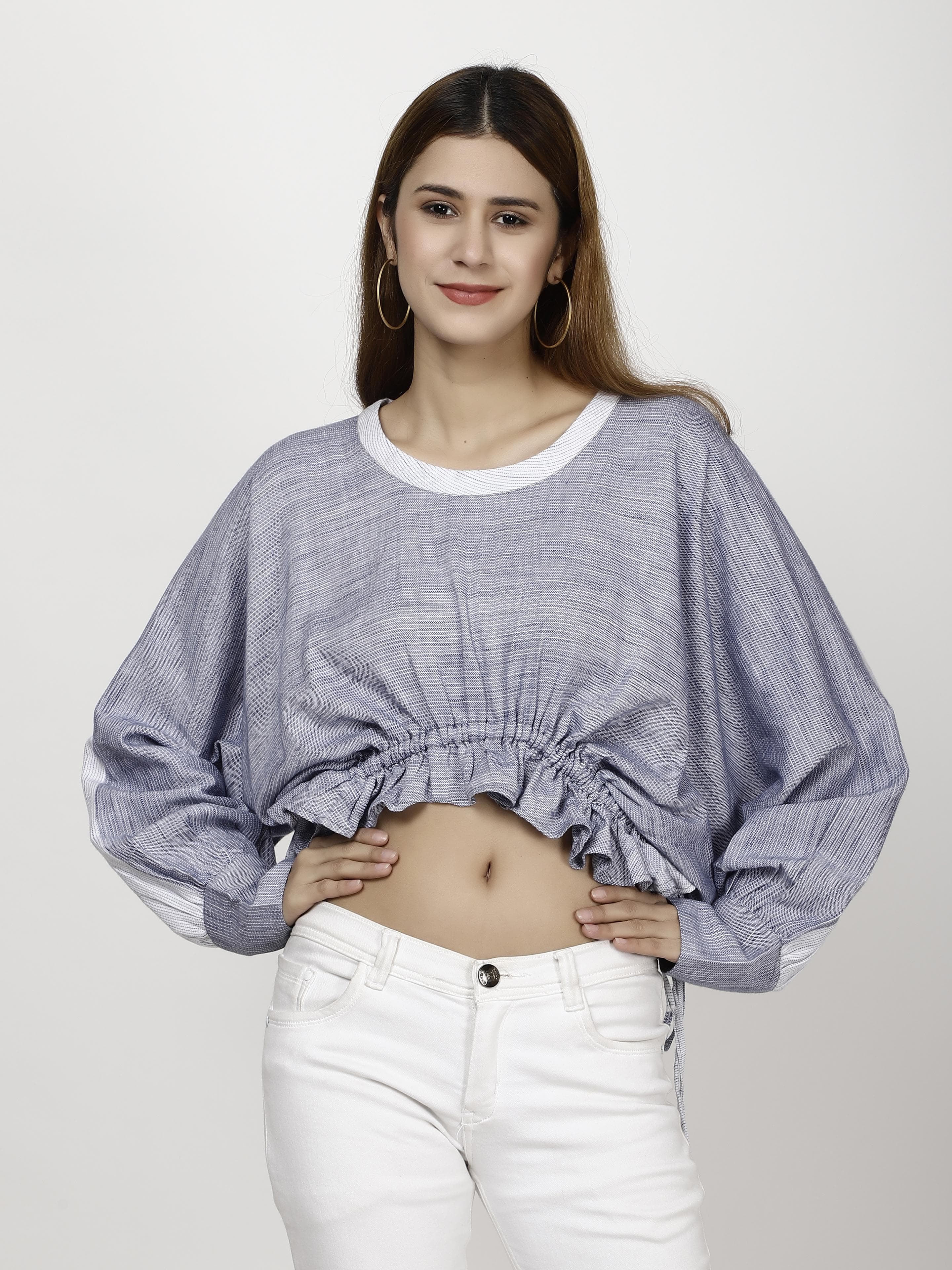 Waist tie crop Womens Tops